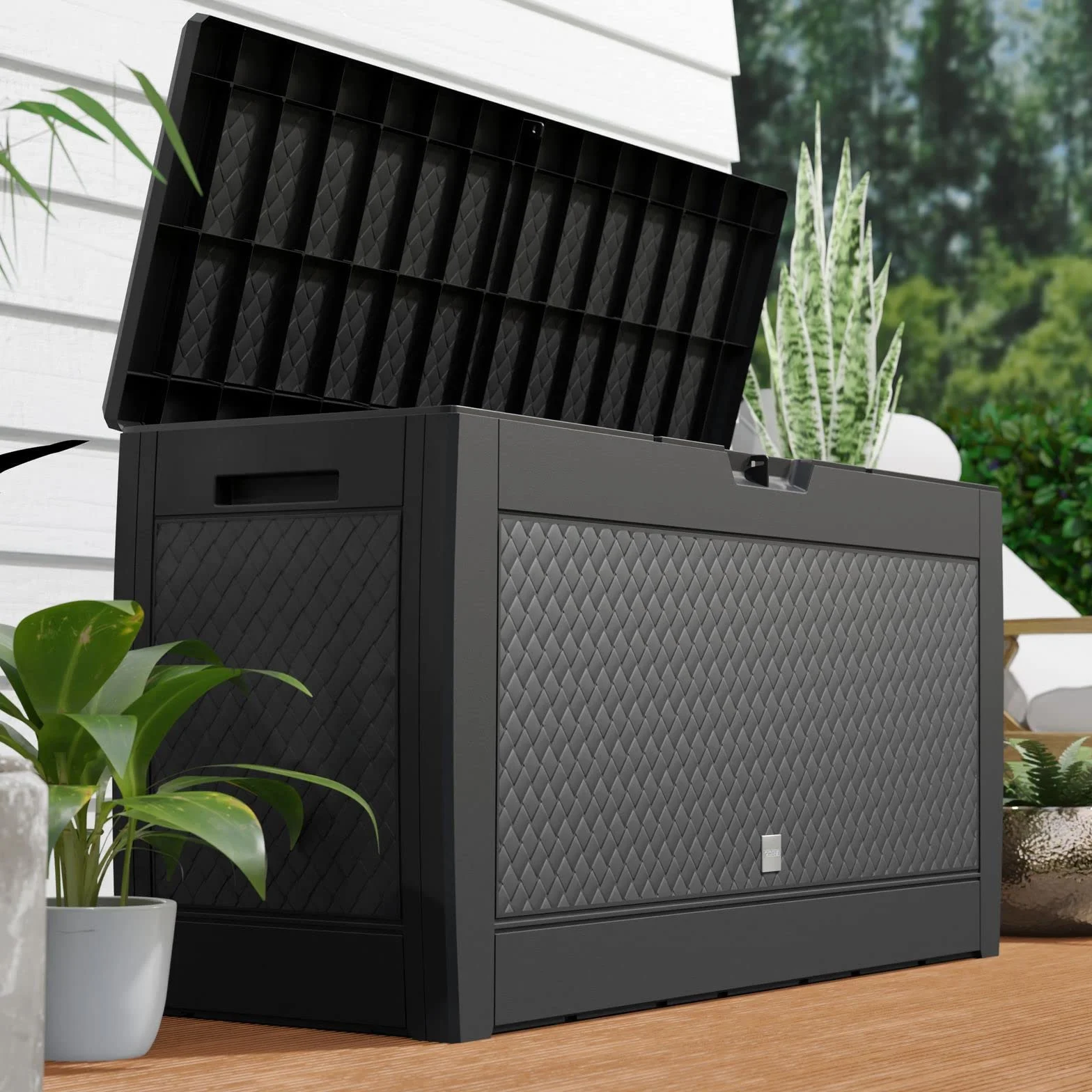 CASARIA® Arcón Jardín Exterior Baúl Almacenaje 310L con 4 Ruedas Asas Resistente Intemperie Rayos UV Caja Cojines 119x48x60cm Antracita