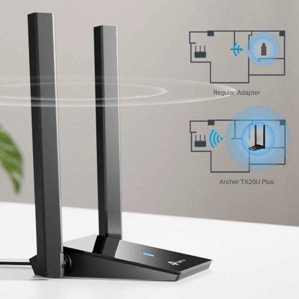 TP-Link Archer TX20U Plus AX1800 Adaptador Wi-Fi 6 Dual Band 5GHz 2.4GHz USB 3.0 Antena Externa MU-MIMO OFDMA WPA3
