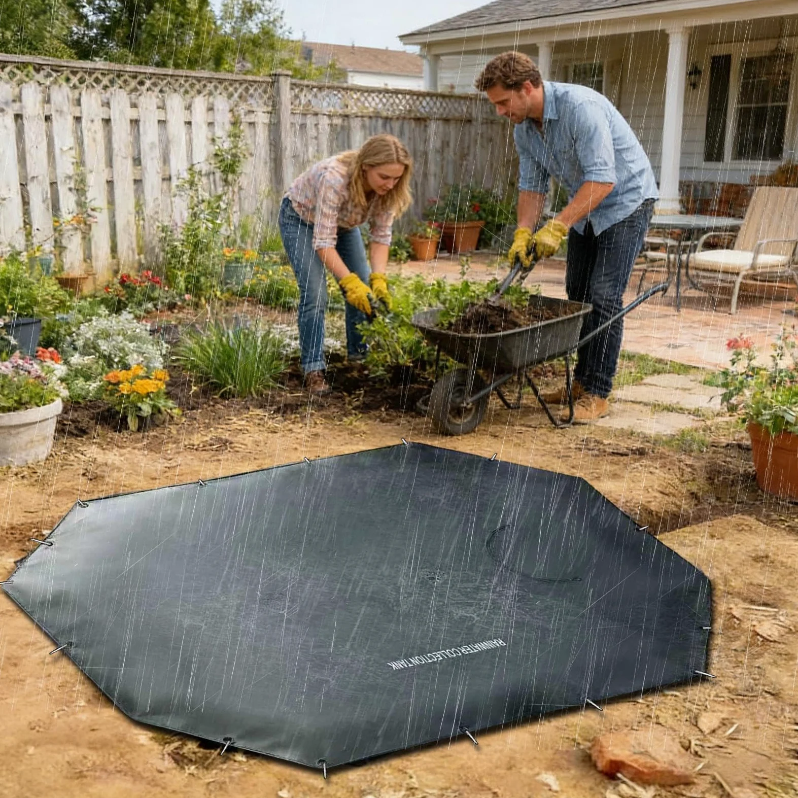de captación de agua Depósito de Agua de Lluvia Empotrado | Colector de Agua Empotrado Para jardín, patio trasero, terraza, entrada de vehículos, pasarela, macizo de flores y riego