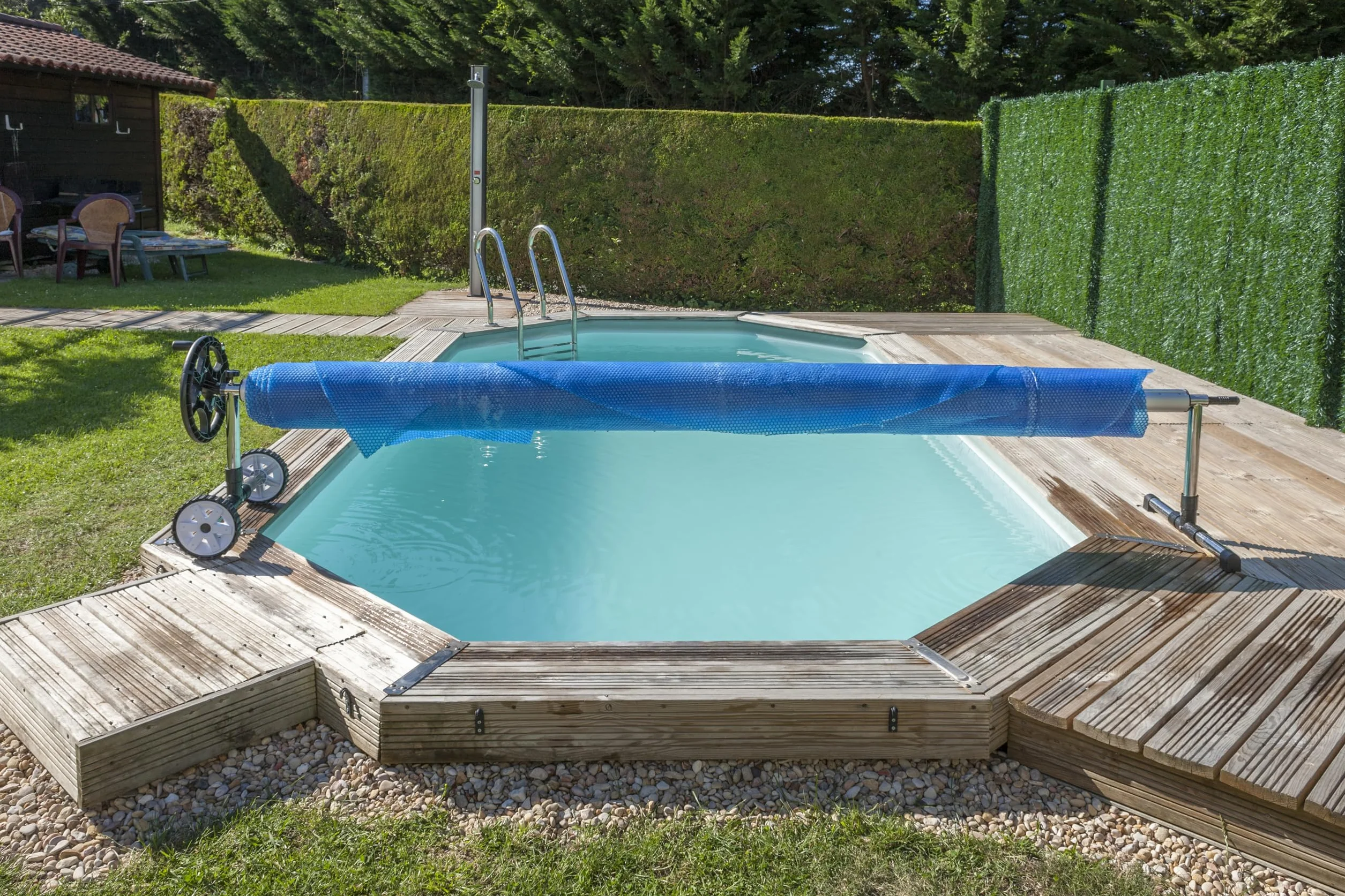 Gre 90171 - Enrollador Telescópico para Piscinas Enterradas - Ancho Máximo 5,50 m, Aluminio Anodizado y Ruedas Giratorias.