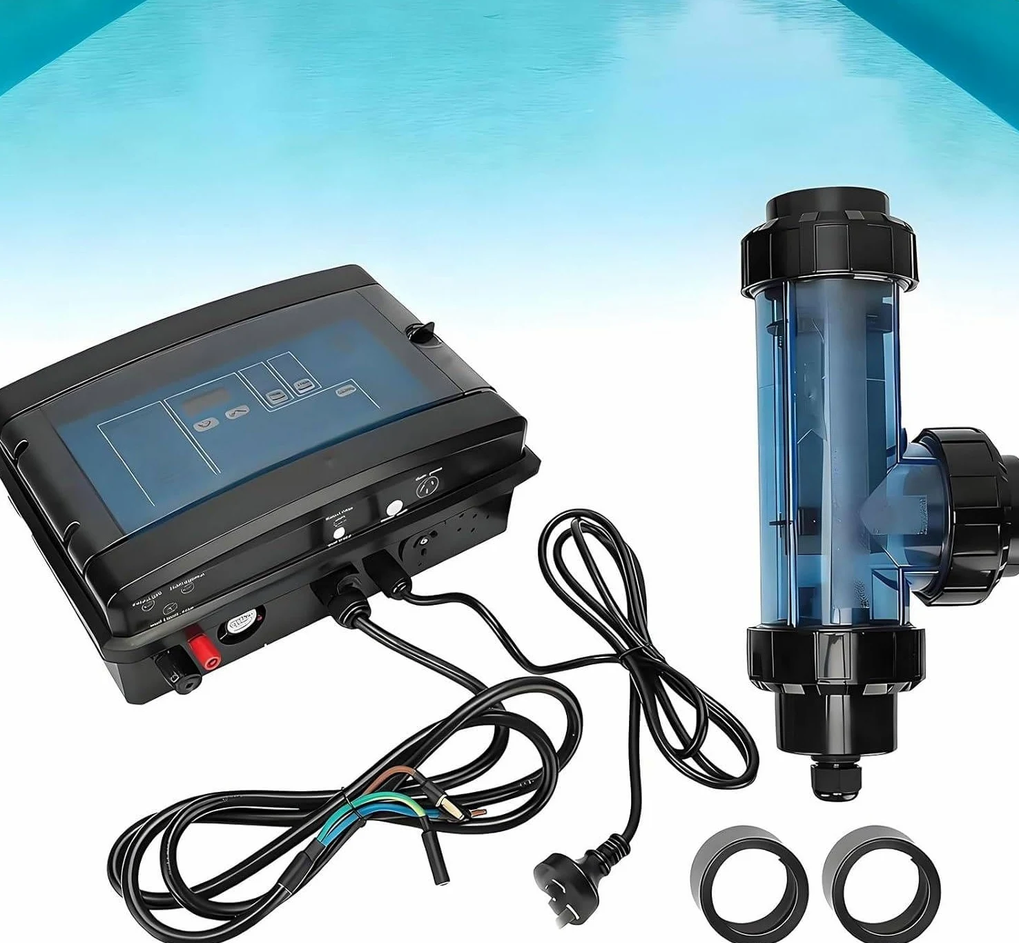 Generador automático de Cloro salino para Piscinas, clorador salino con protección de Temperatura del Agua (10-40 °C), 8 g/12 g/16 g/20 g para jacuzzis y spas. 10g15m³