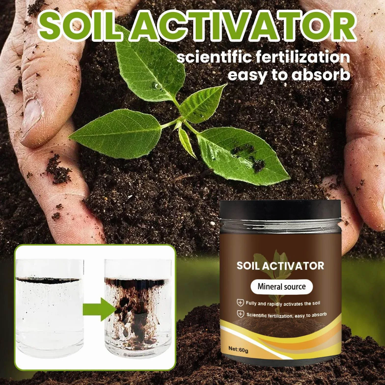 Activador de Suelo, Fertilizante profesional de Harina de Huesos, Activador del Suelo para Todas las Plantas de Interior, Potenciador de Nutrientes del Suelo para el Crecimiento de Plantas (2PC)