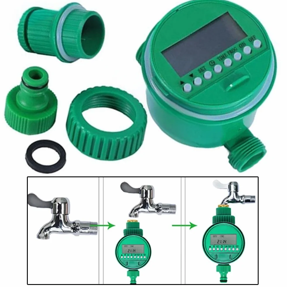 Temporizador de riego para sistema de control de riego de jardín - Temporizador de manguera programable con retardo de lluvia y anulación manual, construcción ABS, 1 minuto a 9