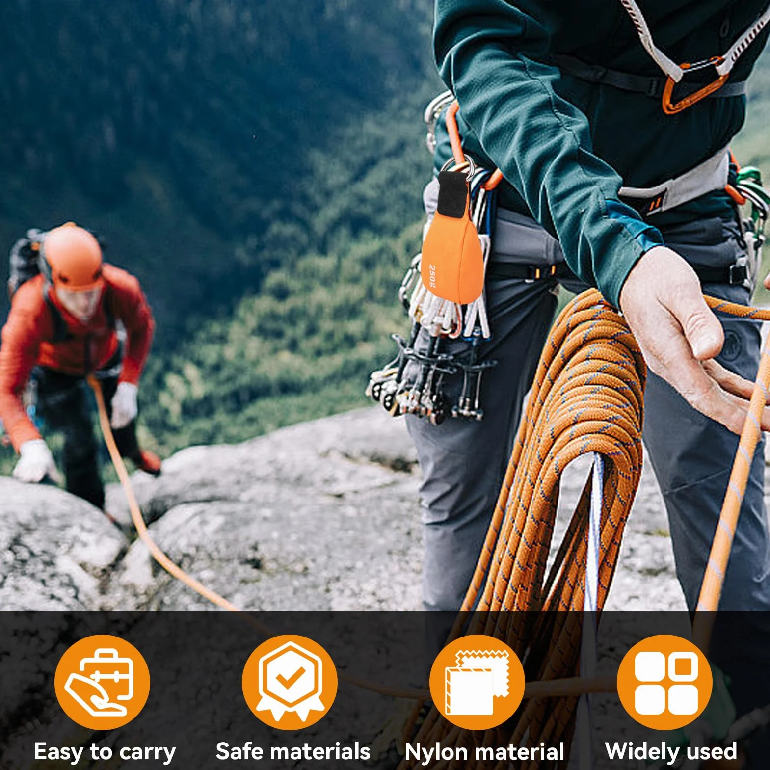 Bolsa de Pesas para Tiro Deportes, Lanzamiento de Cuerdas Arboristas con Anillo D, Naranja