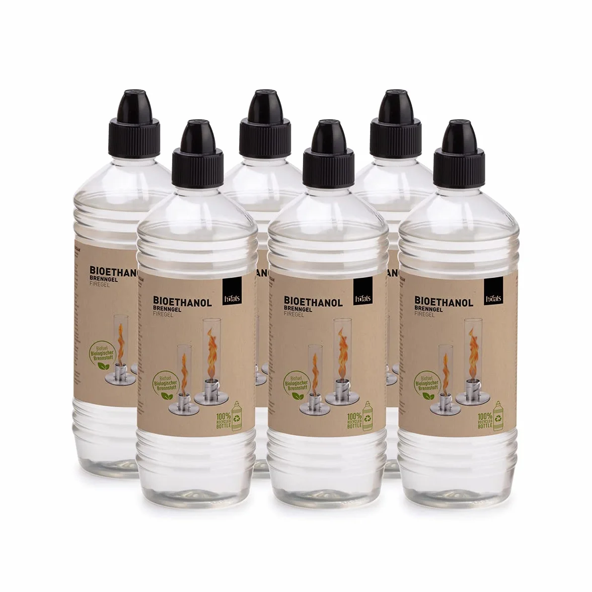 höfats - SPIN 6X Botellas de etanol orgánico con Gel ardiente - Juego de 6 latas - Combustible para la biochimenea SPIN