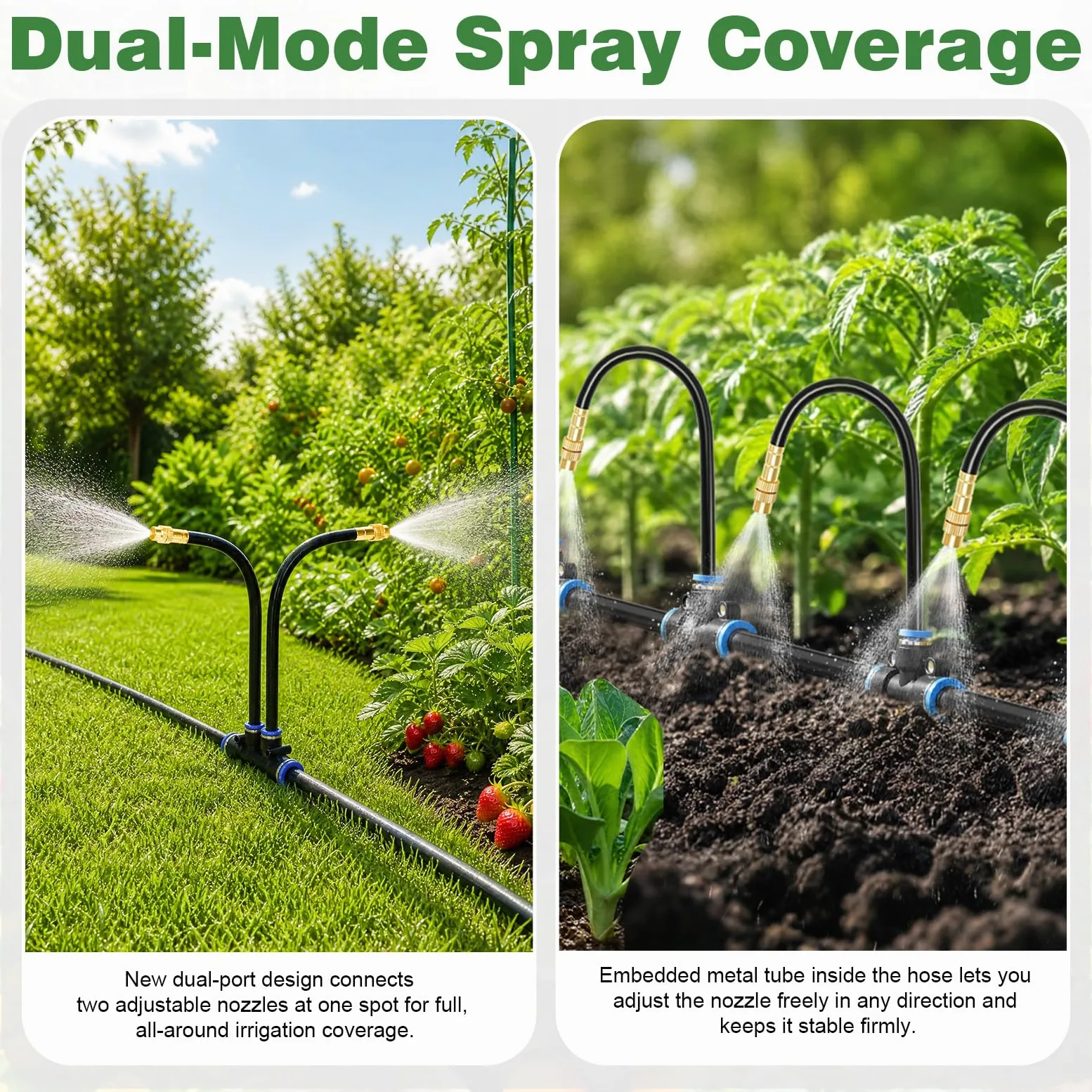 Sistema de riego automático de 360 ° para jardín, 30 m, 20 emisores con estaca + 10 boquillas de cobre ajustables, 12 mm+6 mm, sistema de riego por goteo y sistema de refrigeración por niebla para