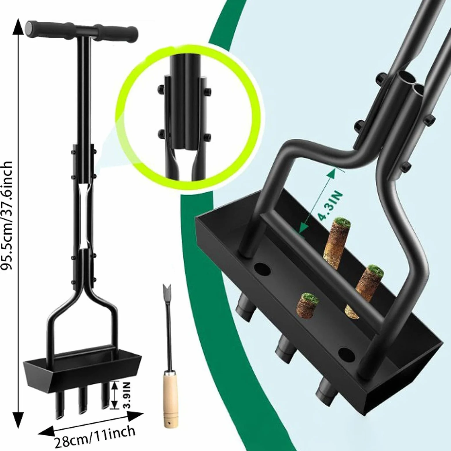 Aireador Manual de Césped para Suelos Compactados, 95x28cm