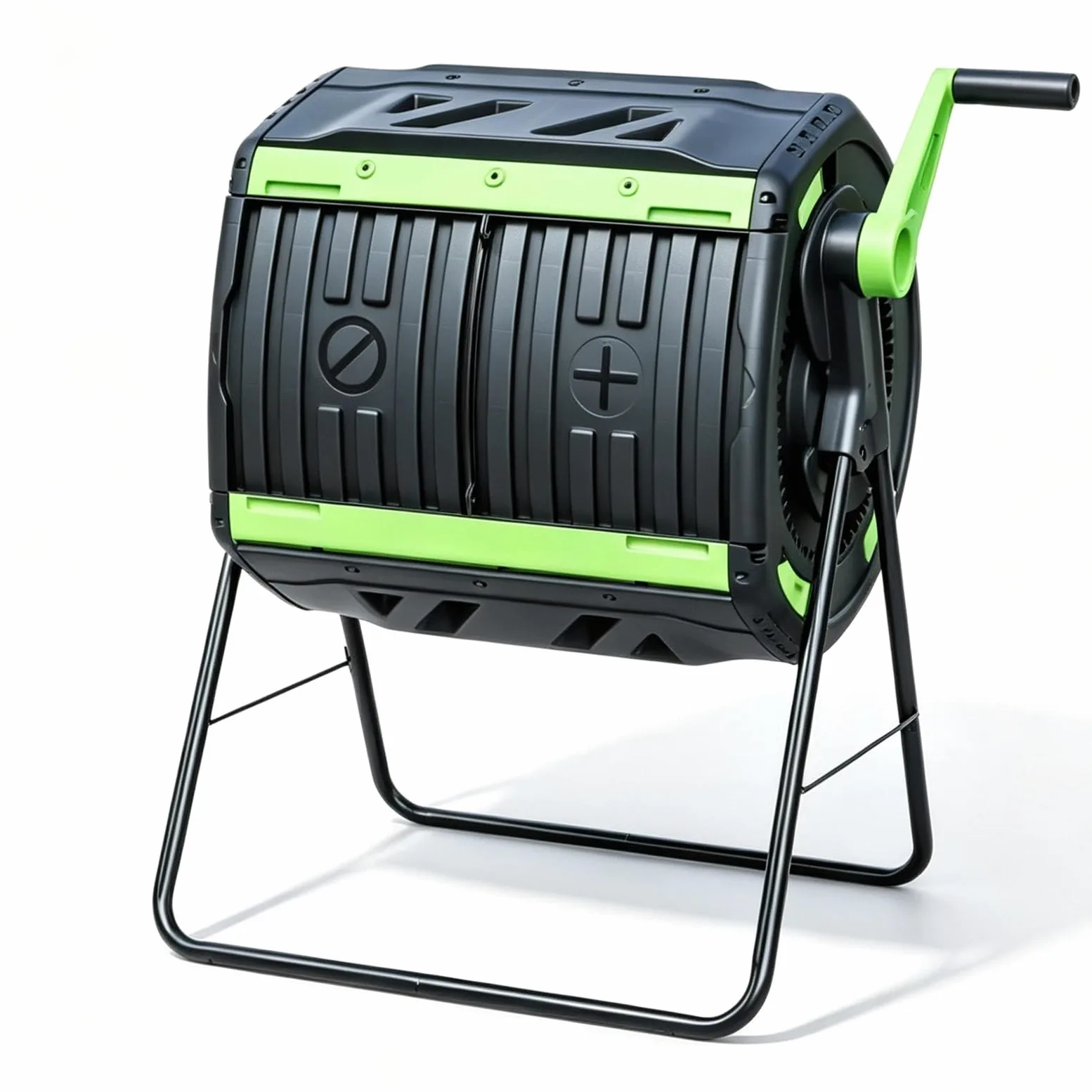 Bidón Abono Orgánico Doble Cámara PP para Uso Exterior | Contenedor de 200L en PP rígido con dos compartimentos para procesar residuos diarios en zonas exteriores.(Green)