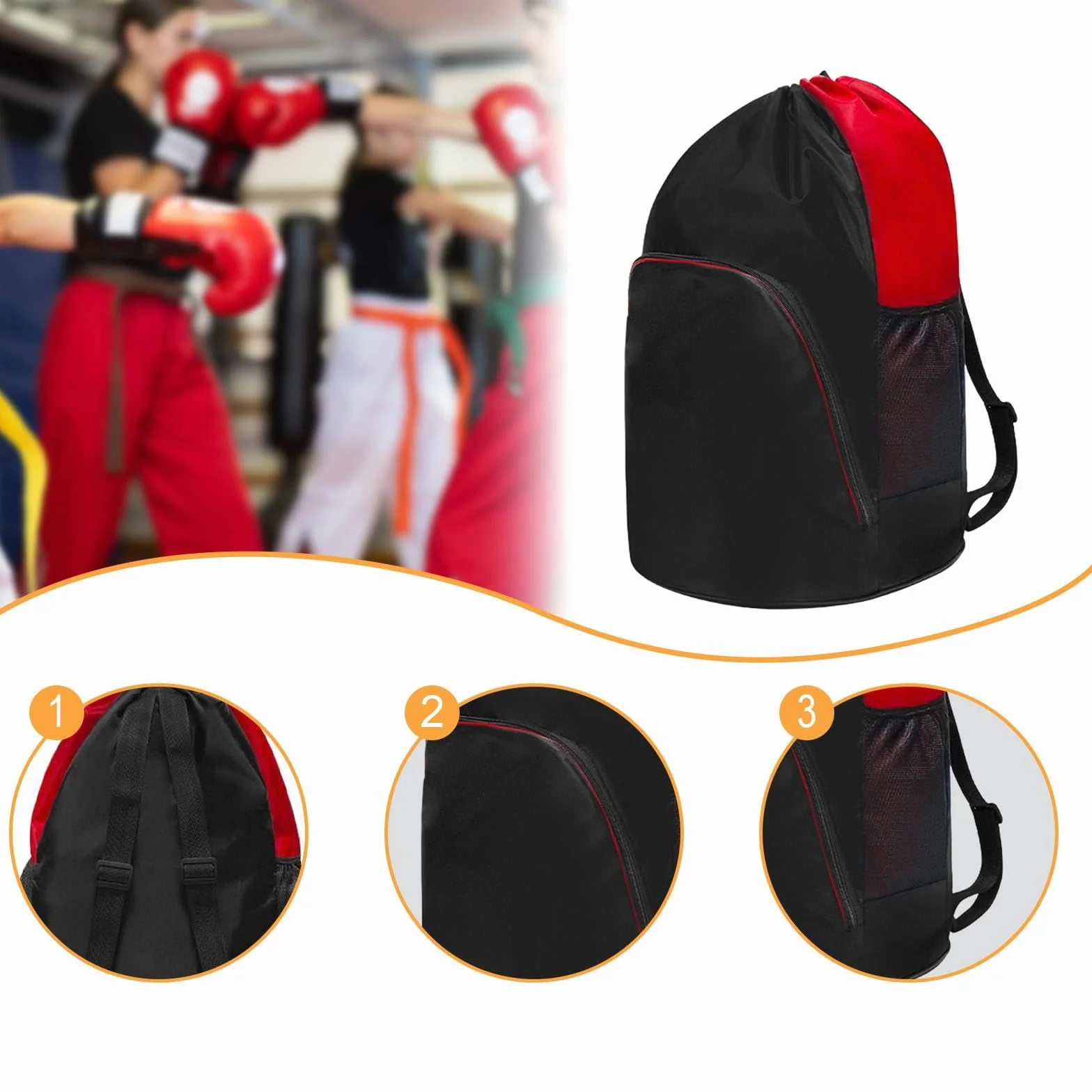 Mochila de Taekwondo Impermeable Bolsa de Deportes para Karate Boxeo Sanda Protectores