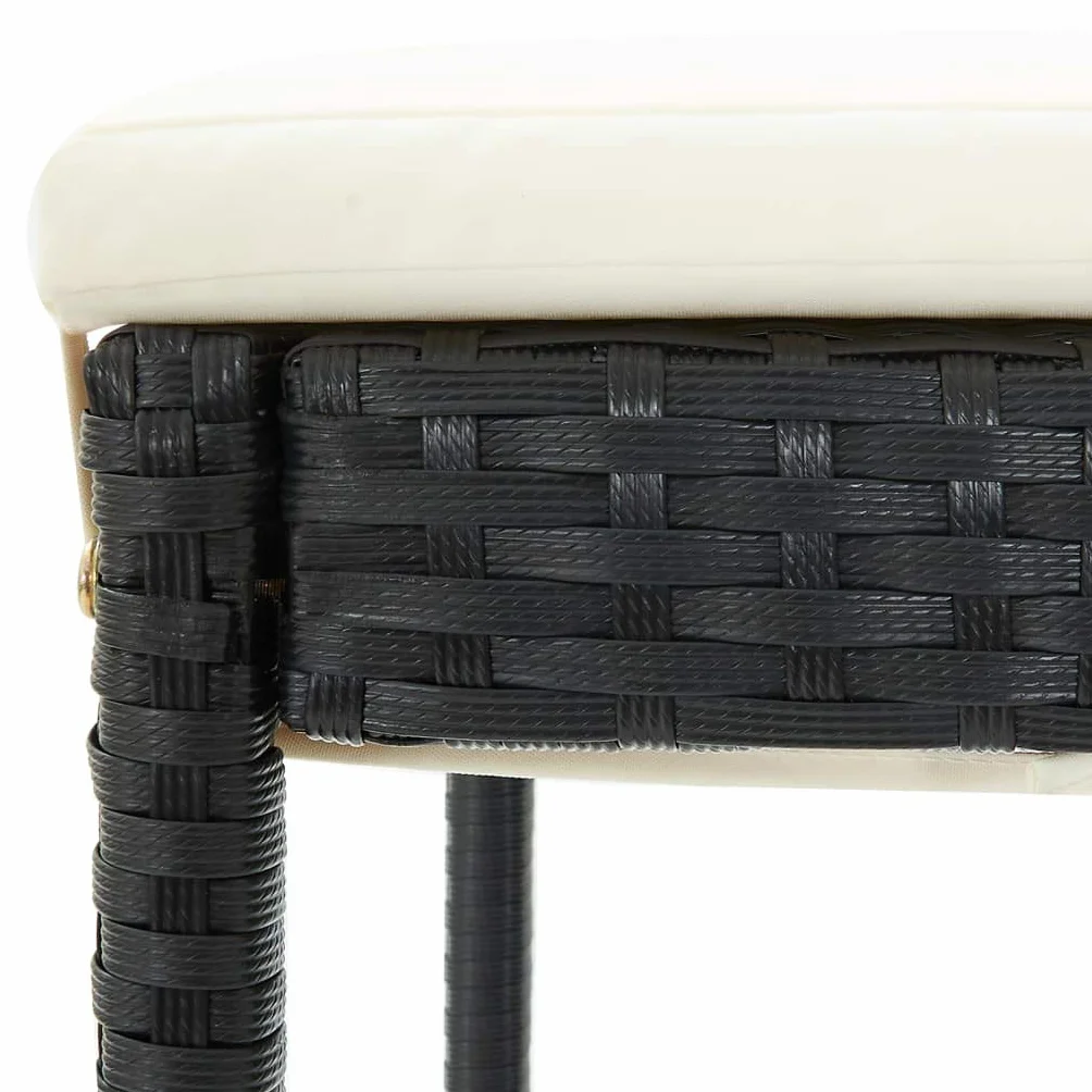vidaXL Set de Bar para Jardín 5 Piezas y Cojines Asiento Mesa Silla Patio Terraza Barra Bistró Muebles Mobiliario Ratán Sintético Negro