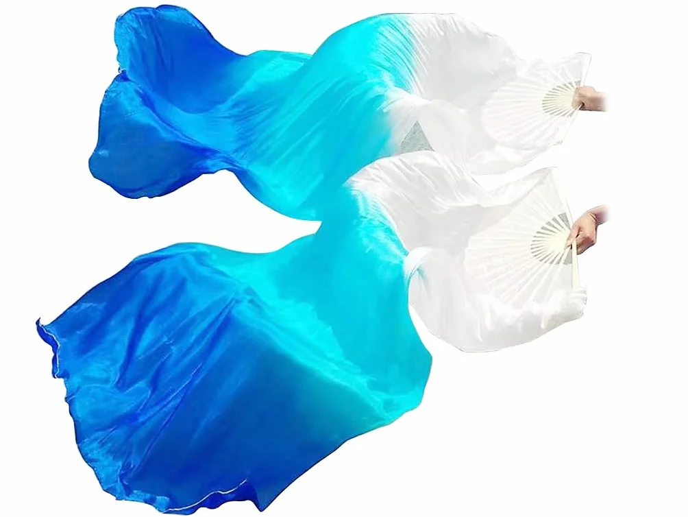 Abanicos de Seda Danza del Vientre 1 Par Ventilador Largos para Bailar