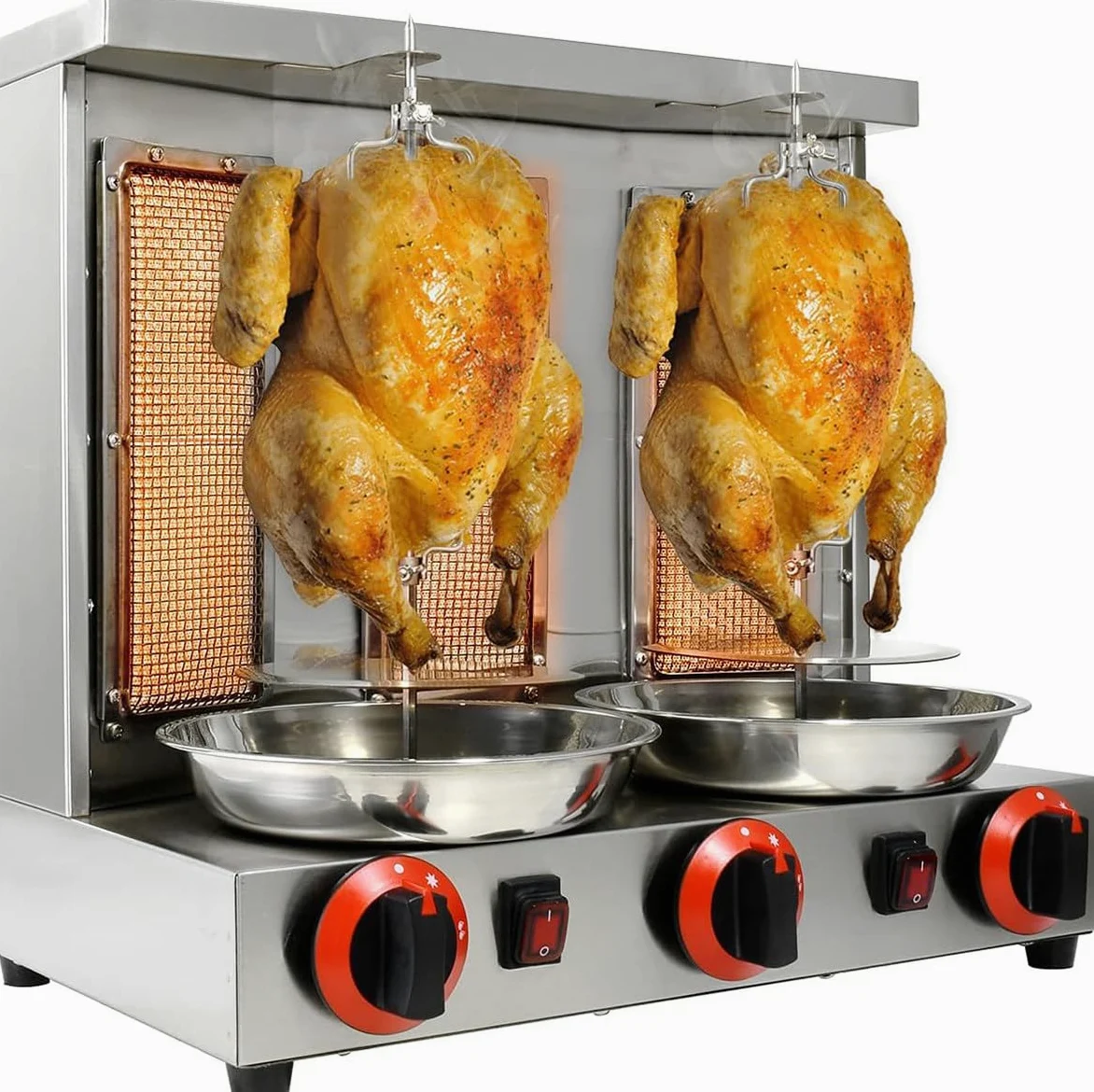 Genérico Máquina para Hacer Doner Kebab a Gas, asador Giratorio de 360 ​​Grados para Carne, asador de Pollo Turco Comercial para mostrador con Quemador, asador Vertical para Kebab a Gas