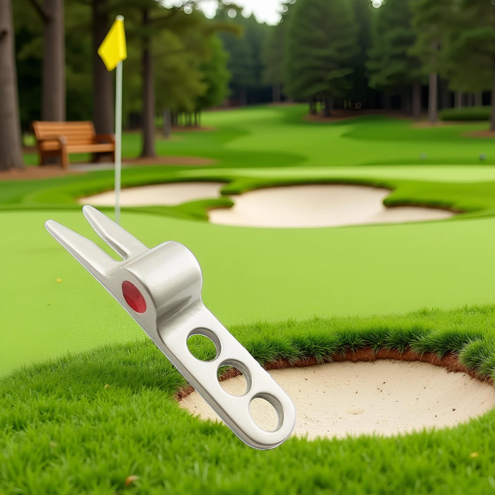 Herramienta de Reparación de Horquilla de Pelota de Golf Resistente Plata