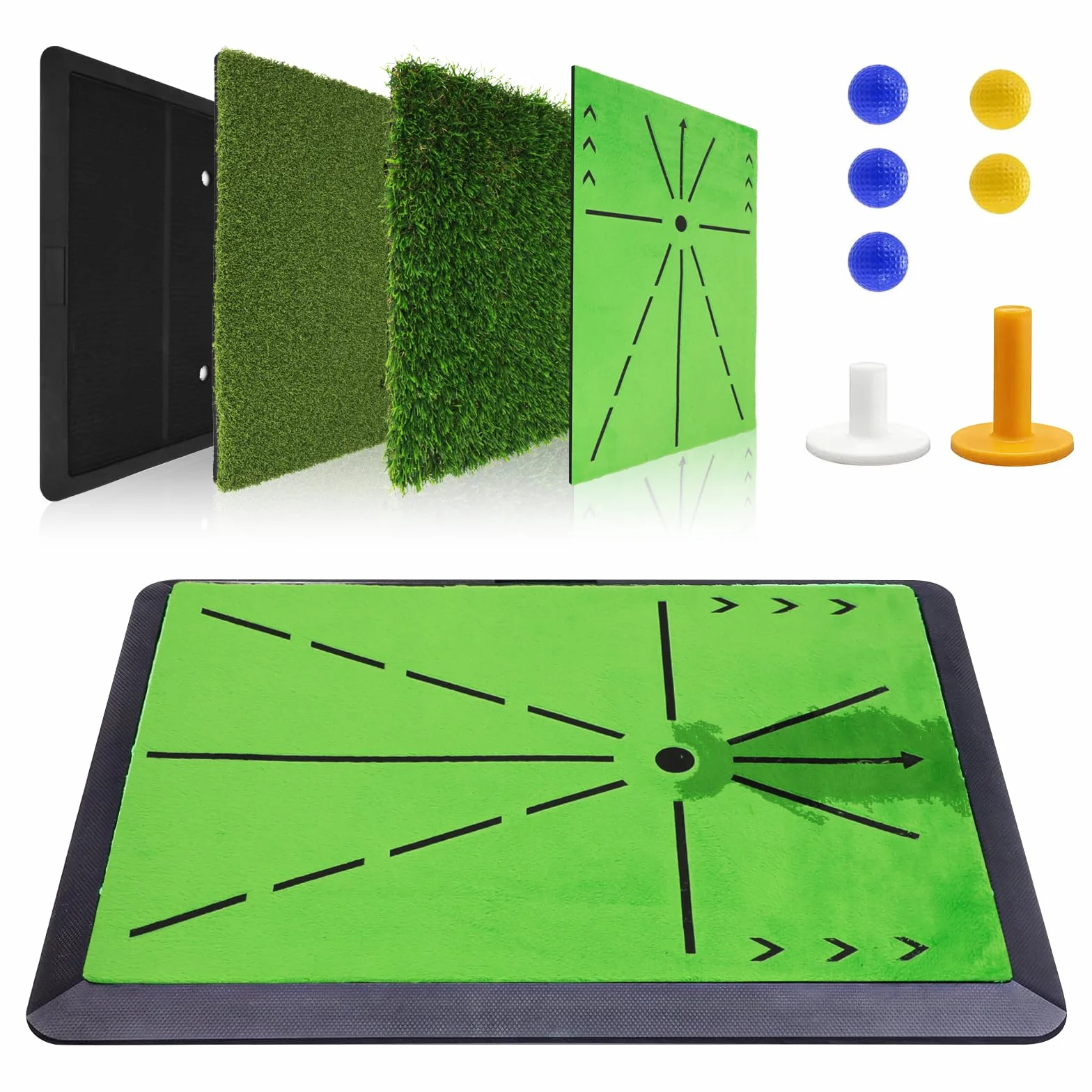 Alfombrilla de Golf 3 en 1, Entrenador de Swing con Feedback Instantáneo, Base Antideslizante