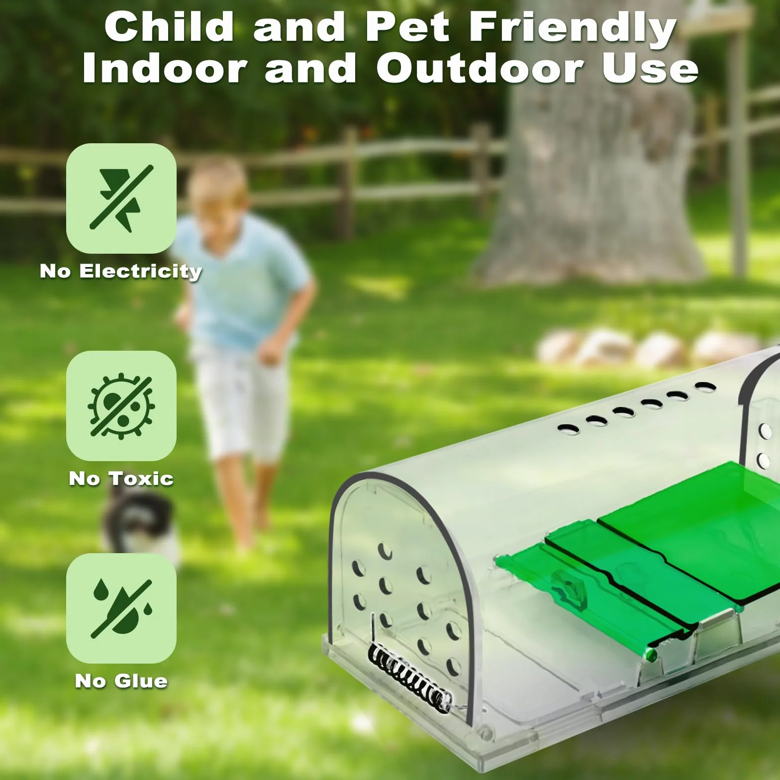Trampas para Ratones Vivos Pequeños, 2PCS Trampas Ratas Interior Exterior Reutilizable, Ratonera Rata Viva con Orificio de Aire para Cocina Jardín Hogar Ático Garaje, Amigable con Mascotas y niños