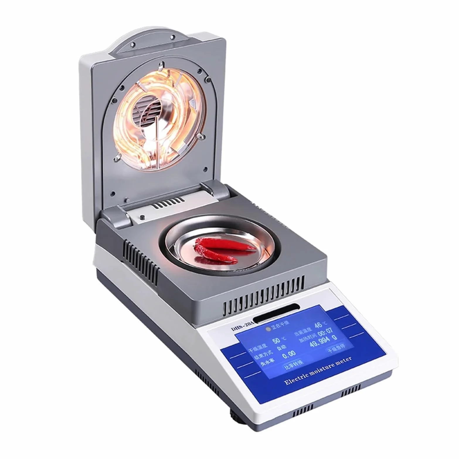 Medidor de Humedad, Analizador de humedad con pantalla táctil de alta precisión, 110g, 0.001g, analizador de humedad con calefacción halógena de laboratorio, probador de humedad de laboratorio