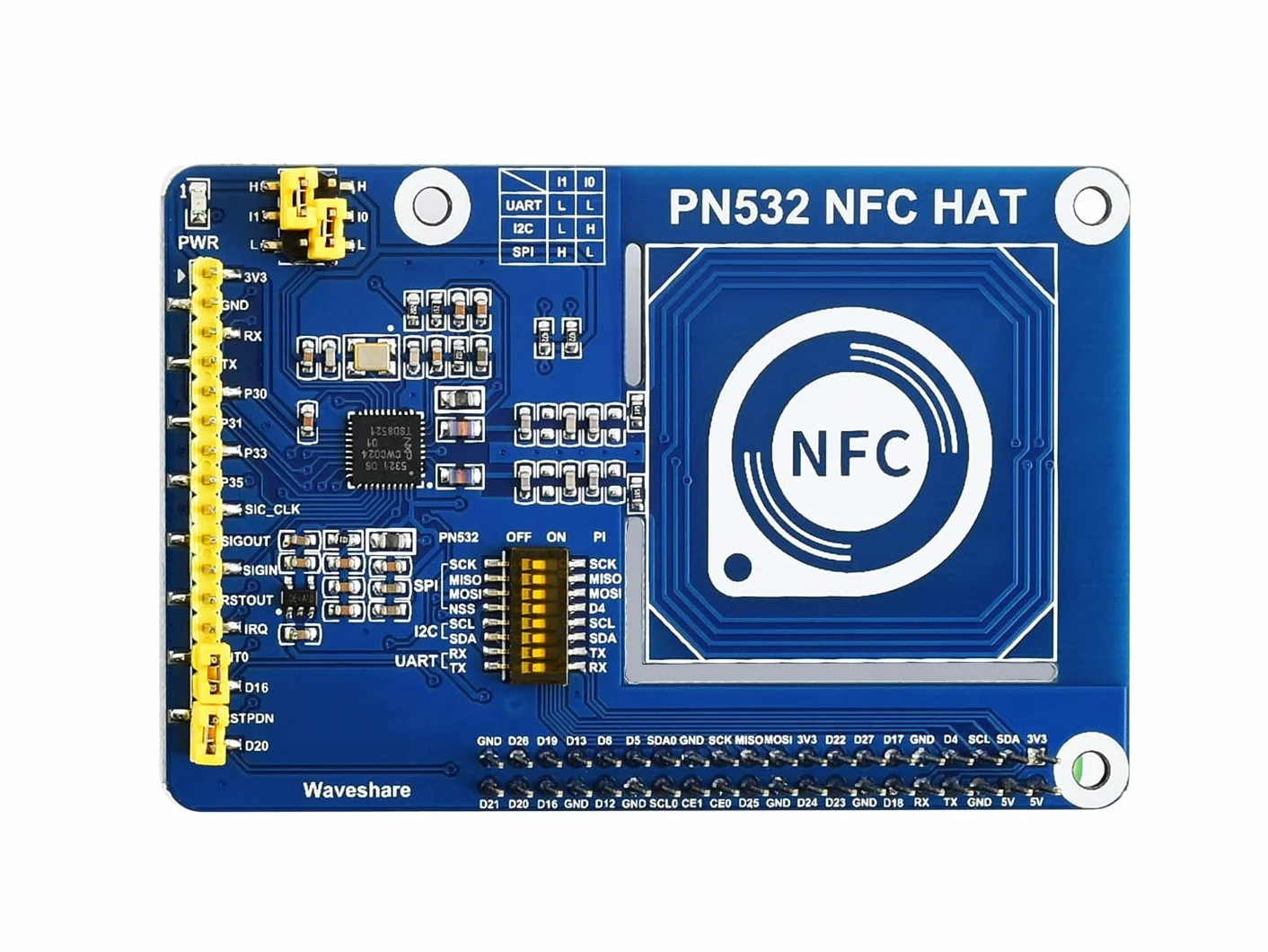 Waveshare PN532 NFC Hat for Raspberry Pi Near Field Communication I2C SPI UART Wireless Access Control Smart Tickets