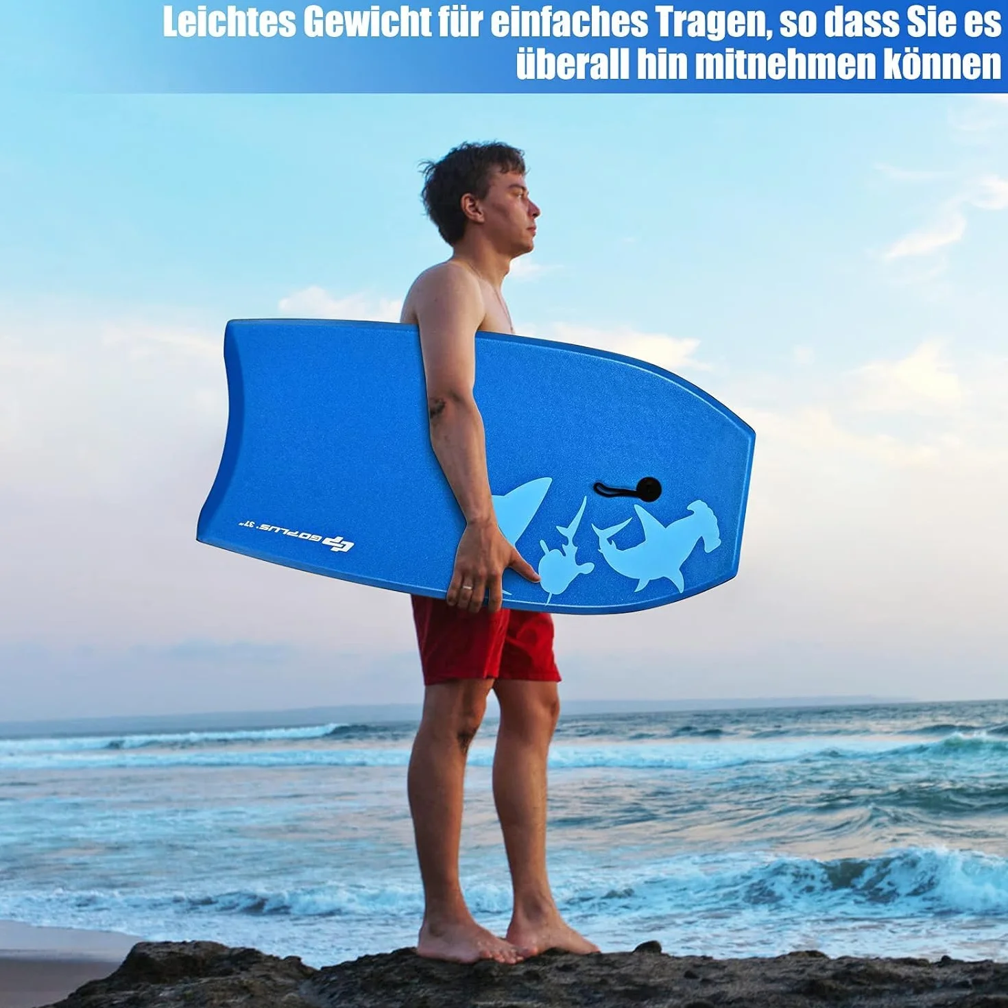 RELAX4LIFE Tabla de Natación Portátil XPE HDPE Antideslizante Bodyboard para Niños y Adultos