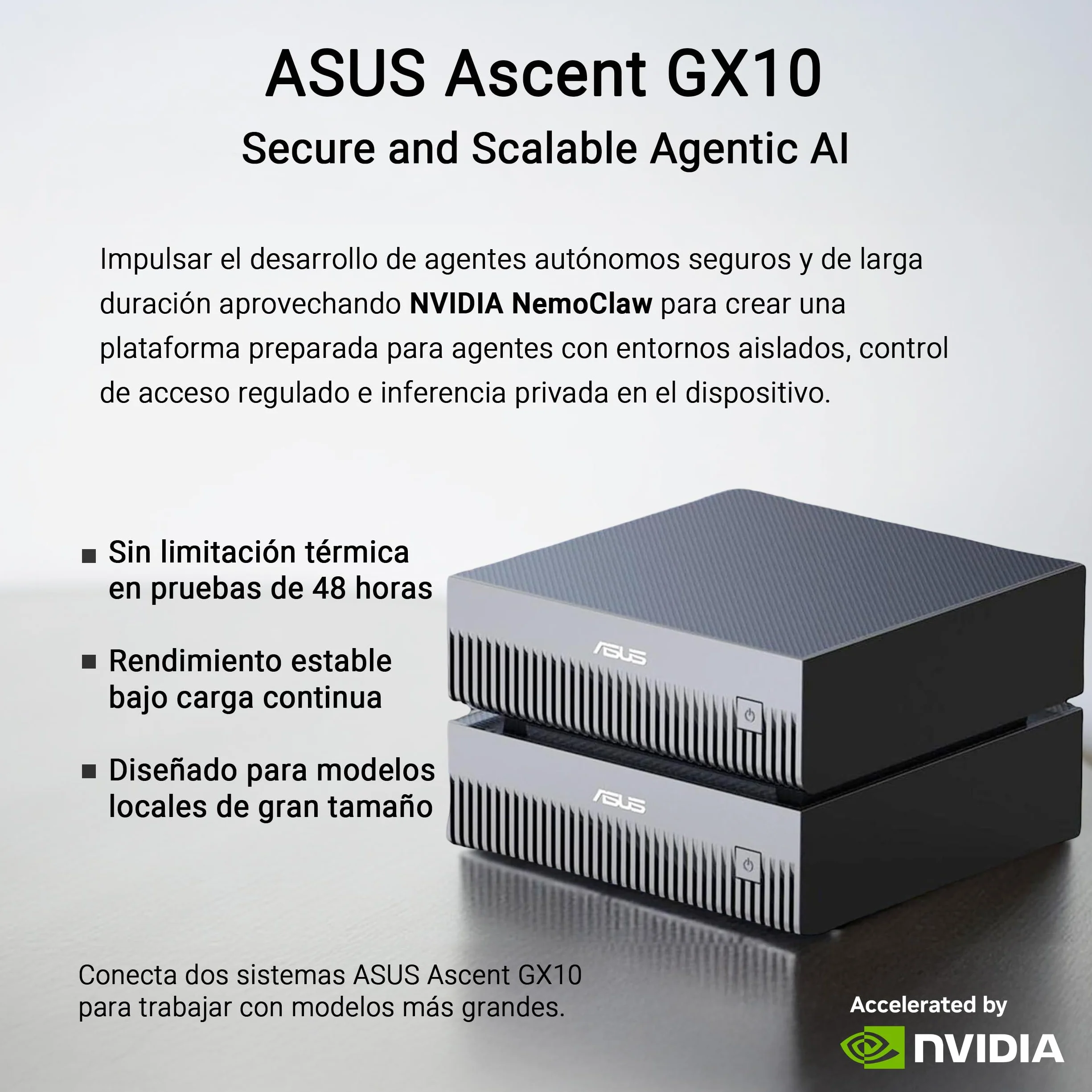 ASUS Ascent GX10 Ordenador de sobremesa 128GB LPDDR5X 1TB SSD NVIDIA GB10 Blackwell GPU