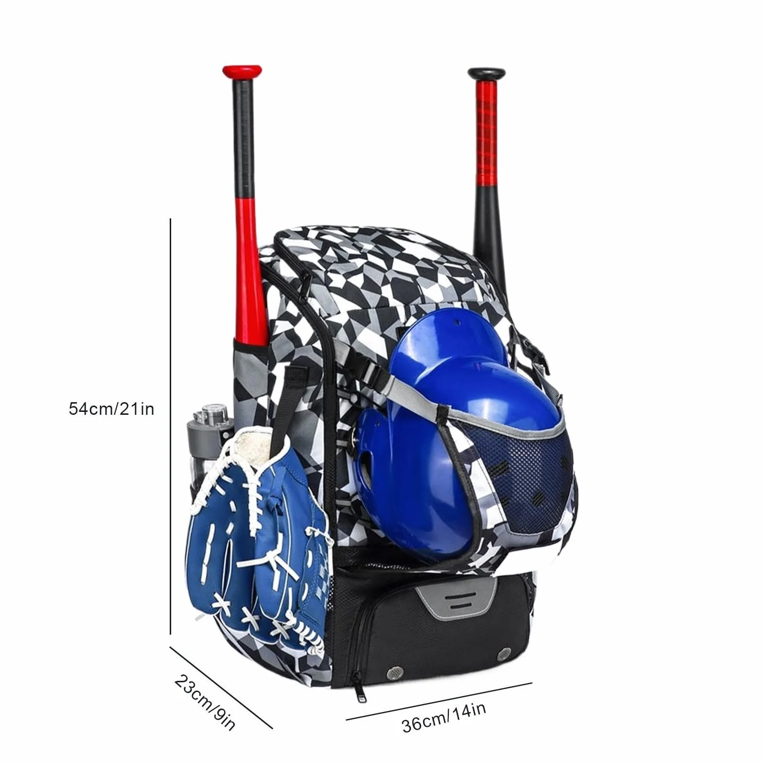 Mochila Grande Ajustable Ligera para Béisbol Juvenil, Sóftbol Femenina, Soccer, Fútbol