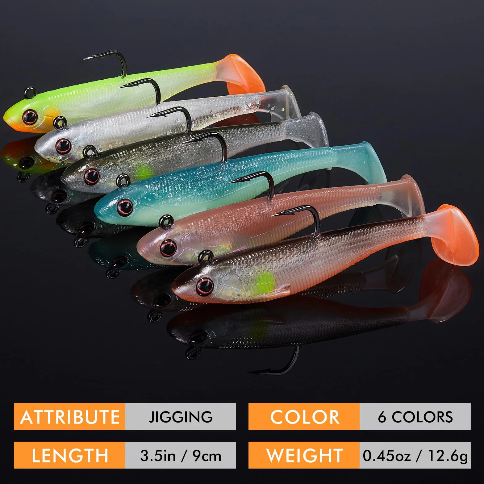 TRUSCEND Shadtale Señuelo con Anzuelos BKK Hundimiento Temblor Paddle Tail Swimbait para Lubina Truchas Lucio Siluro
