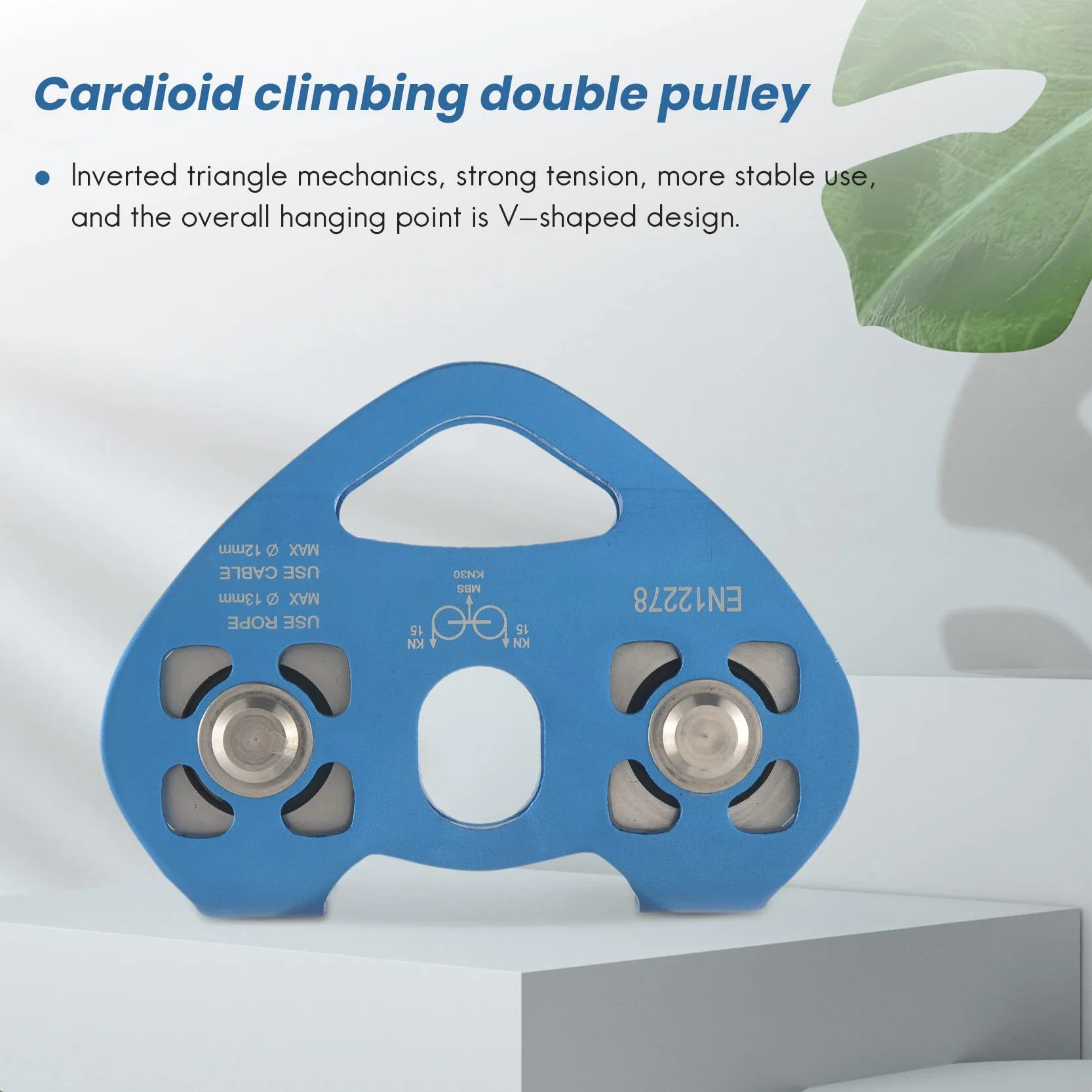 Cuerda de cable de acero 13 mm 24 KN doble polea escalada corazón tirolina