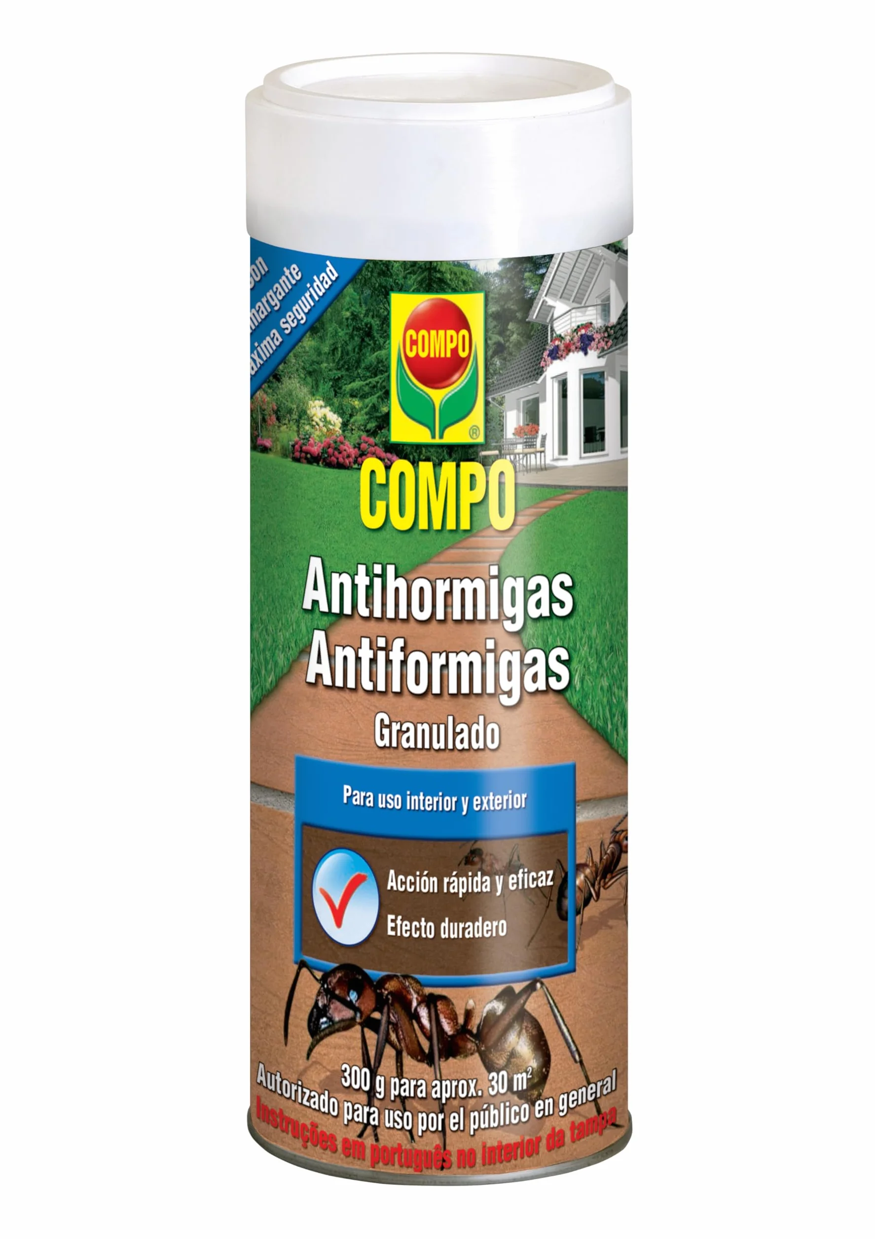 COMPO Antihormigas, Formato granulado para espolvorear, de uso interior y exterior, Efecto duradero, 300 g