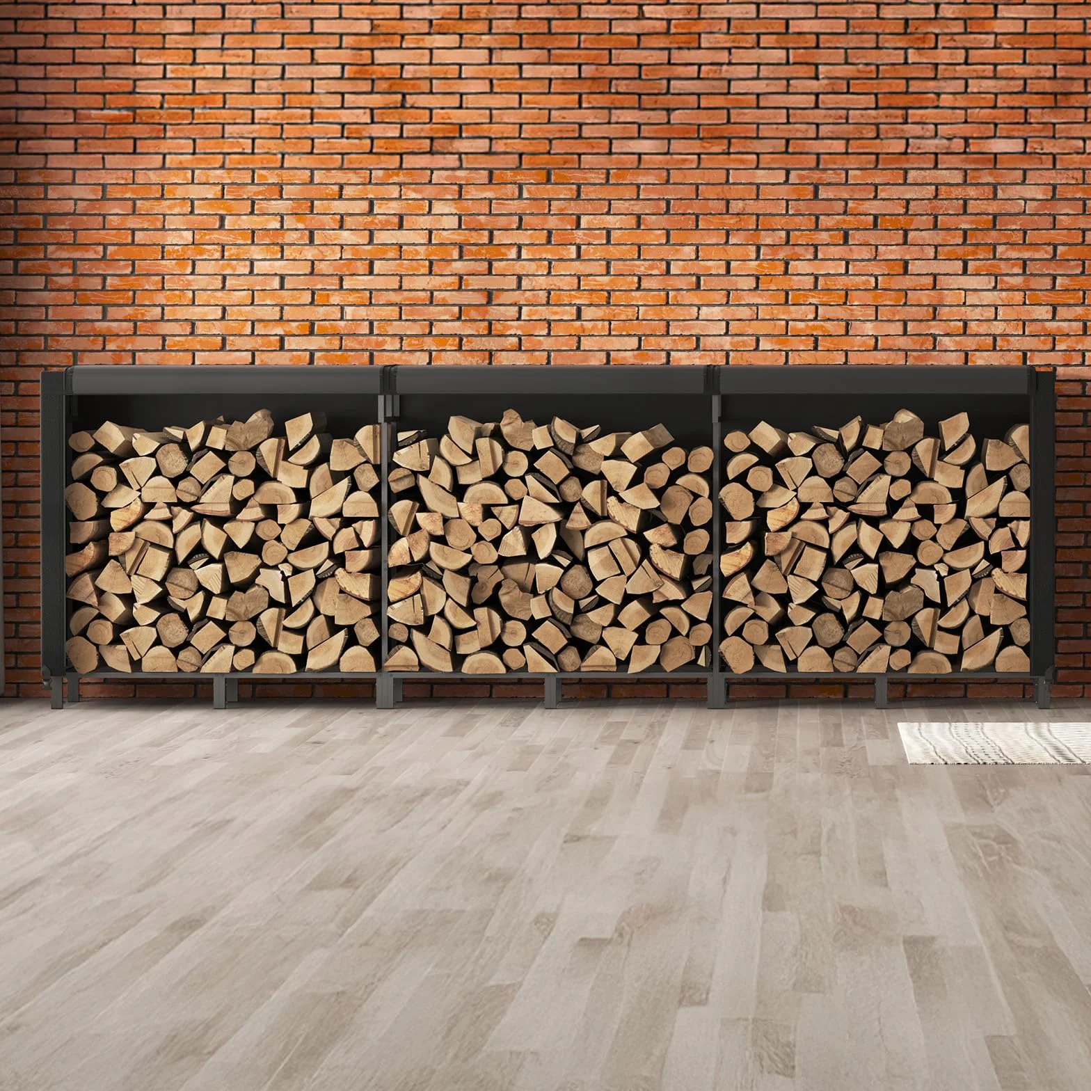 Lifewit Estante Almacenamiento Leña con Cubierta Impermeable, 365.8×58,5×122cm Estante Resistente para Troncos, Soporte para Leña, Registro de leña con Tapa para Chimeneas, Pozos de Fuego