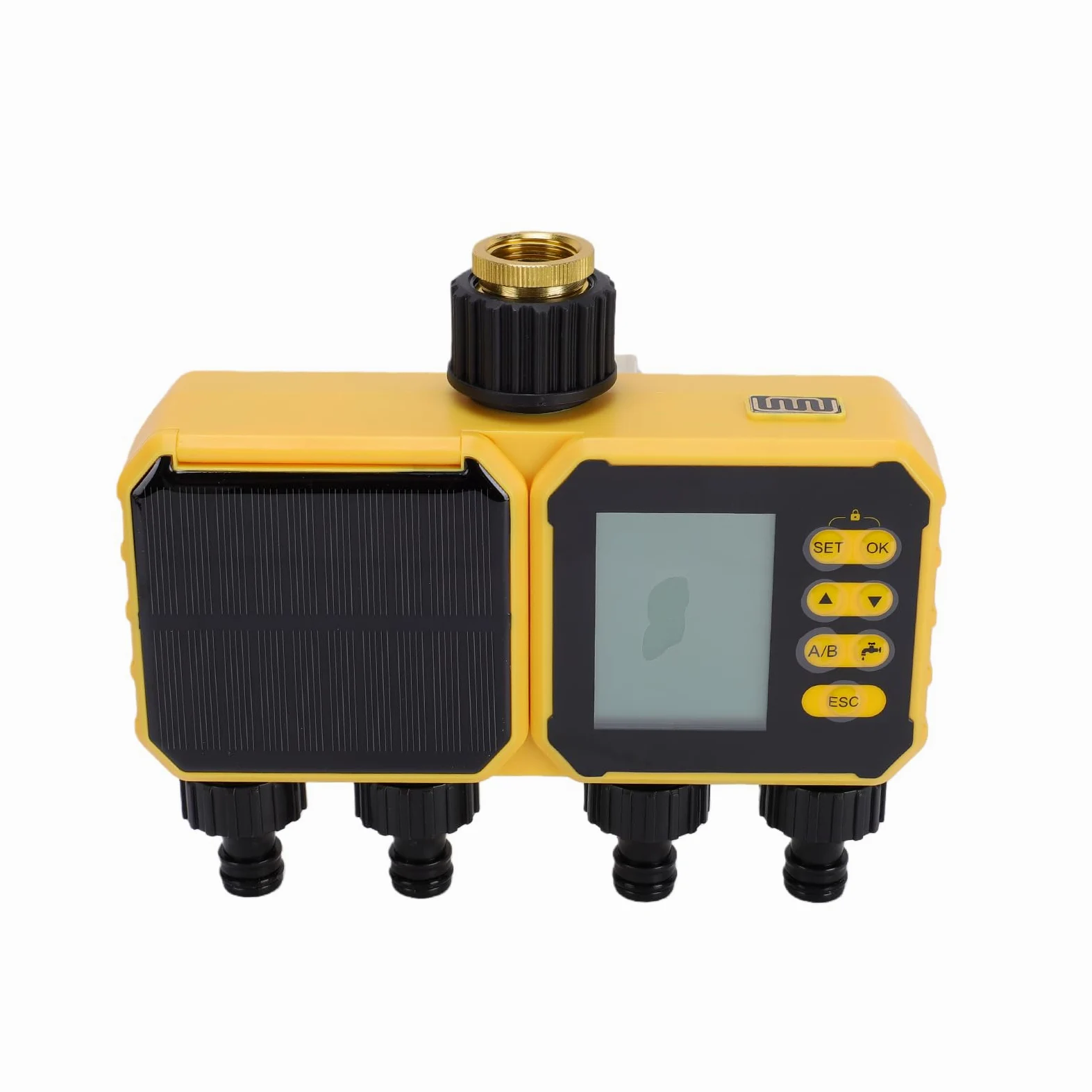 Rengue Temporizador de Manguera Inteligente, Controlador de Riego Solar con Sensor de Lluvia y Batería de 2800 MAh, Temporizador de Riego ABS IPX5 para Jardín, Césped, Invernadero, Uso por Goteo y