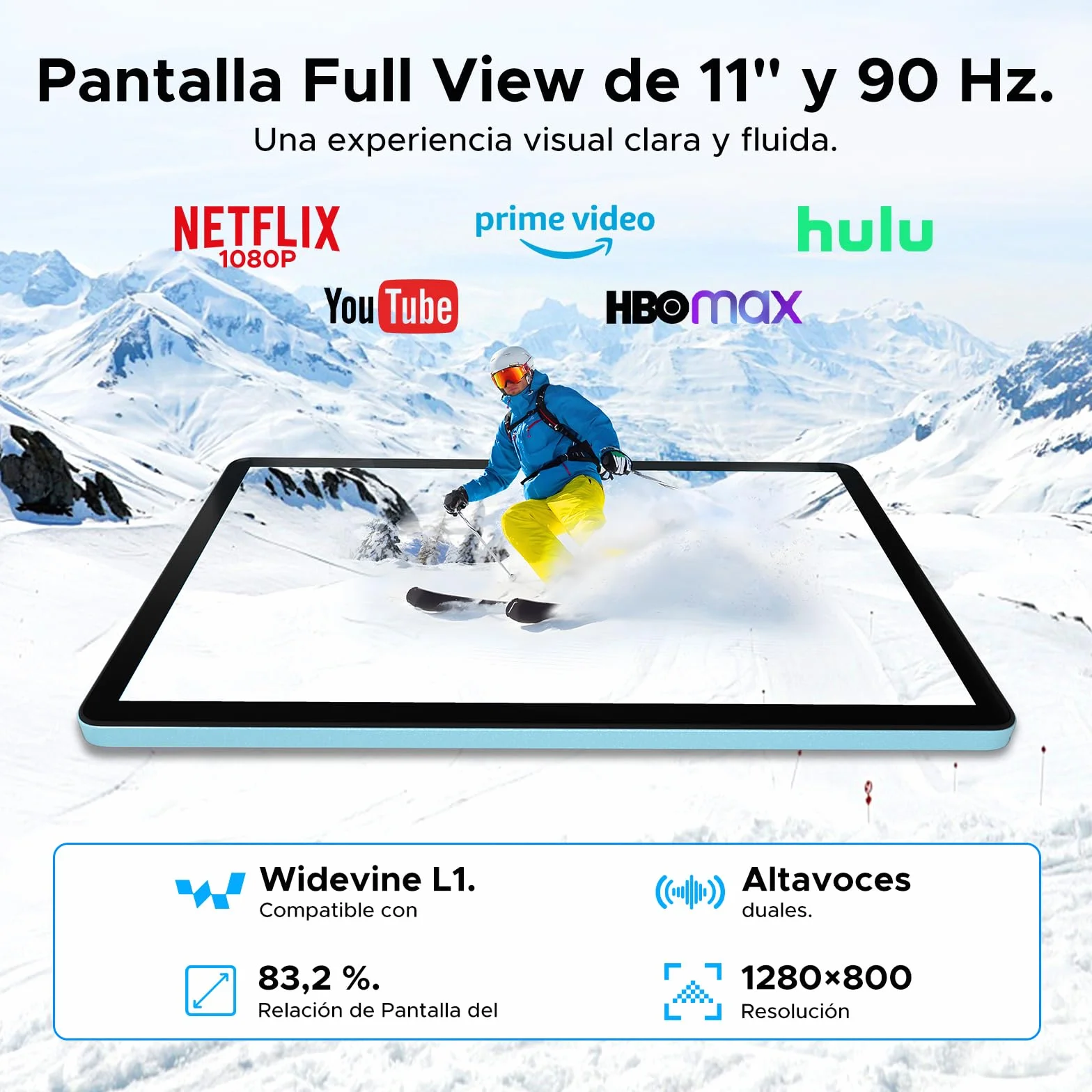 P11 Android 16 Tablet 11 Pulgadas, 48GB RAM 128GB ROM, 90Hz, T7250 Octa-Core, 8800mAh, Gemini AI, Widevine L1, Azul