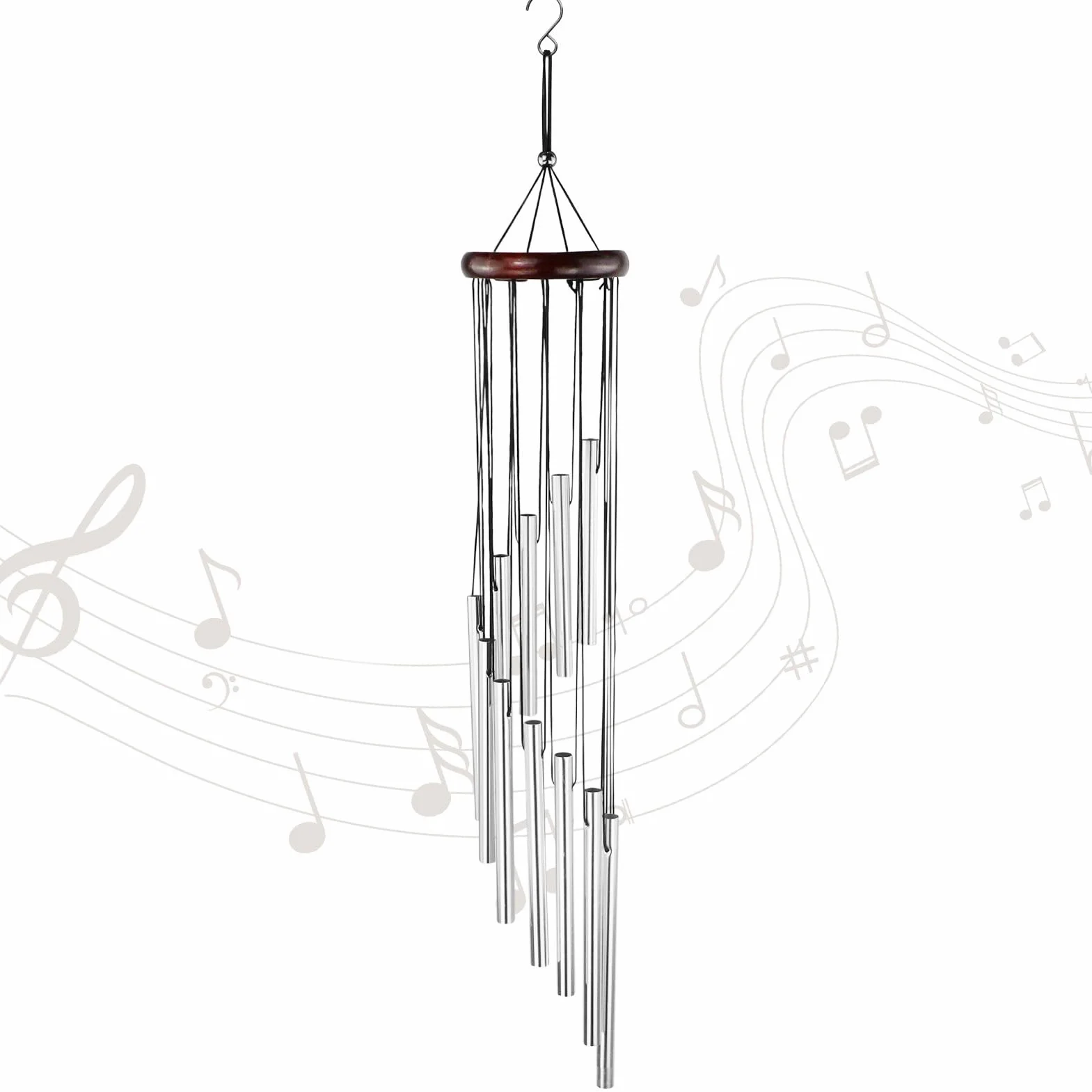 Carrillón de Viento, Campanillas de Viento, con 12 Tubos de Aluminio, Campanas de Viento, Campanilla eólica de jardín de Metal, Carrillon de Viento Exterior, para Jardin Balcón Hogar Decoracion
