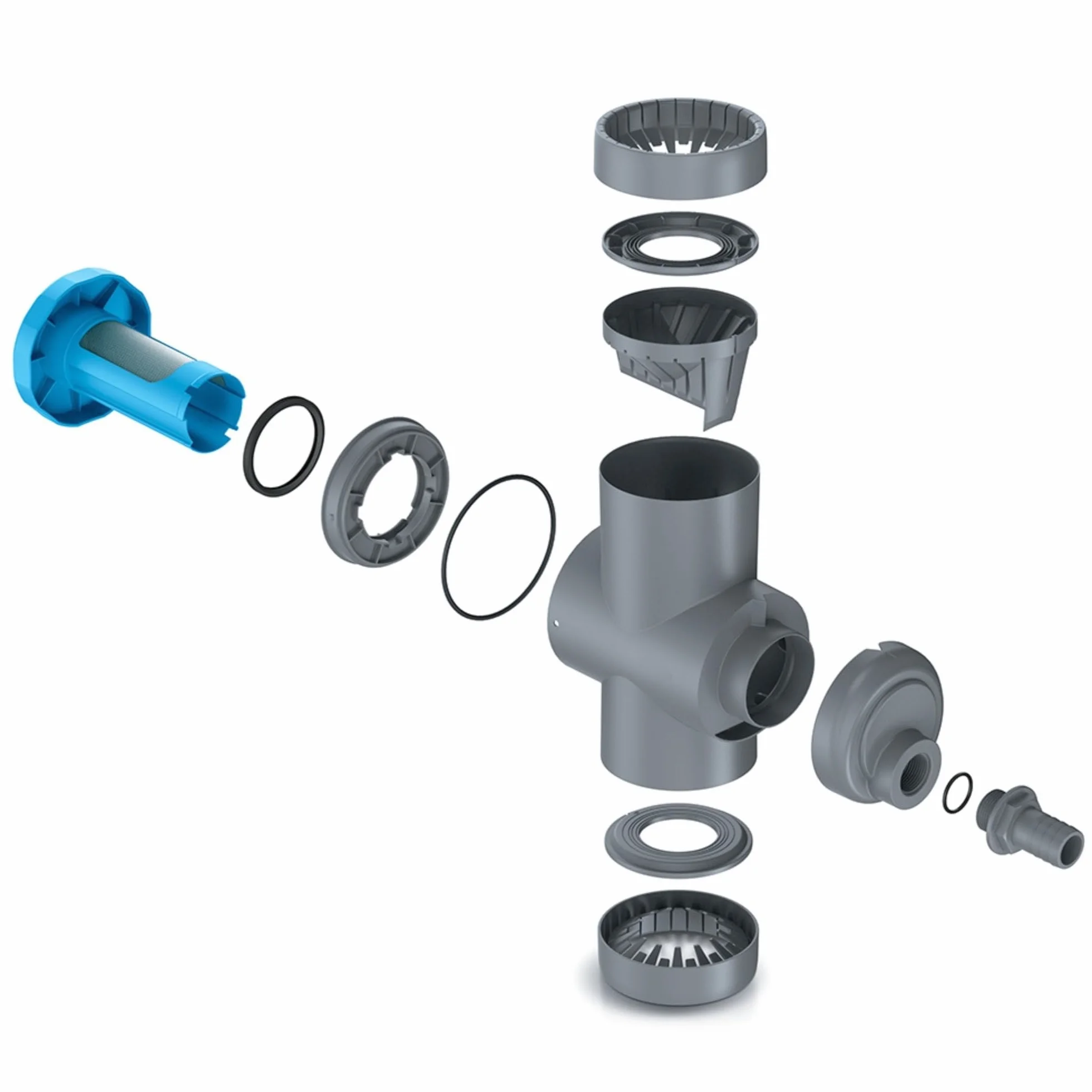 YourCasa Colector de lluvia [Downpipe] con manguera de conexión de 30 cm y paso de barril de lluvia, tope de desbordamiento, grifo de paso y filtro de metal, tubo bajante de 68 – 110 mm DN100 desagüe