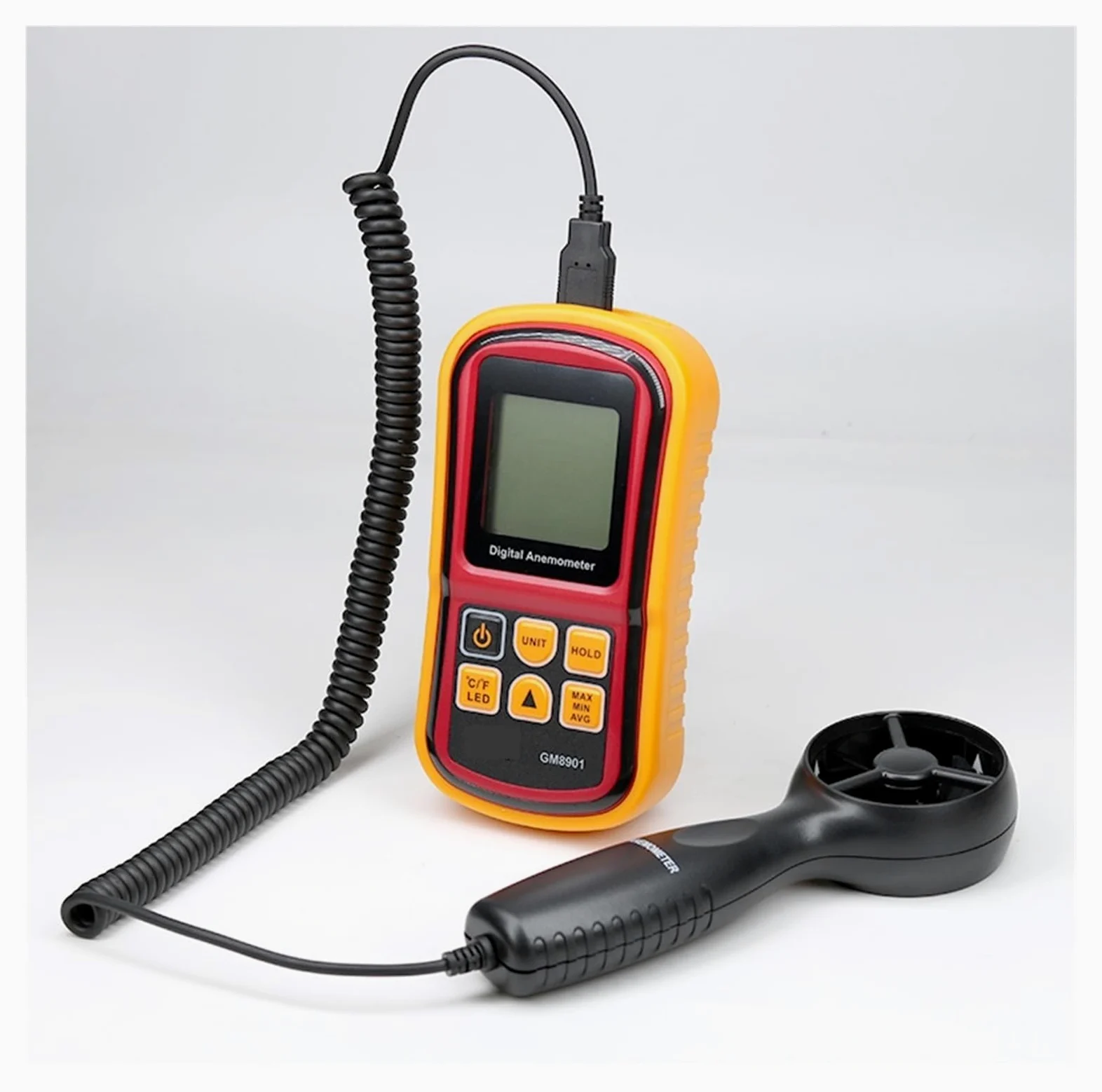 Anemómetro digital, Anemómetro Digital Medidor De Velocidad Del Viento Medida Temperatura Termómetro 45 M GM8901