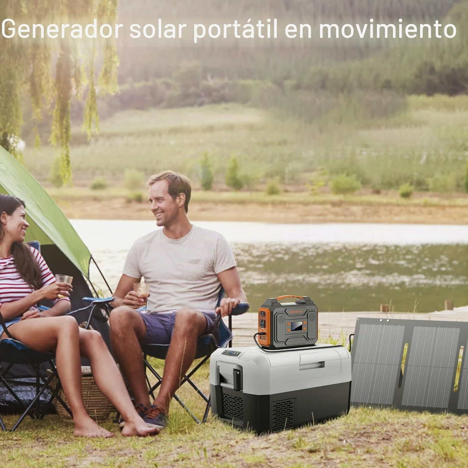 Generador solar portátil, estación de energía portátil de 300 W con panel solar plegable de 60 W, onda sinusoidal pura de 110 V, paquete de batería de litio de 280 Wh con salida de CA CC para uso en