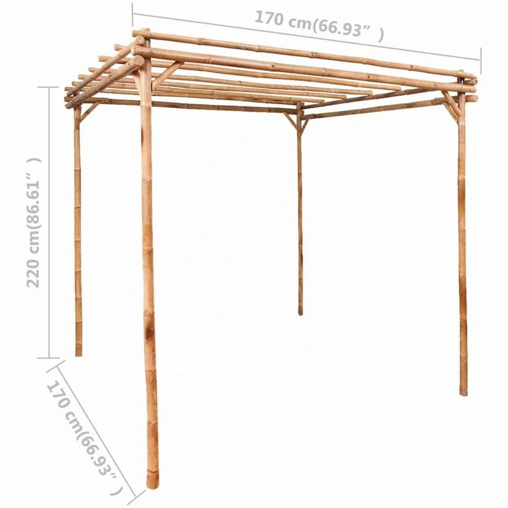 vidaXL Pérgola de Bambú Mueble de Patio Realidad Bambú Armadura de Flora Planta Bien Decorado al Patio Jardín Naural Ligero Verdor 170x170x220 cm