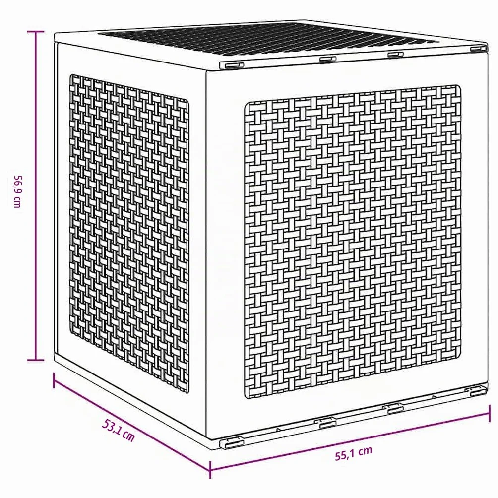 vidaXL Caja de Almacenamiento 55 x 53 x 57 cm Polipropileno, Jardín y terraza, solución Moderna para Almacenamiento, Caja de Muebles Resistente al Clima