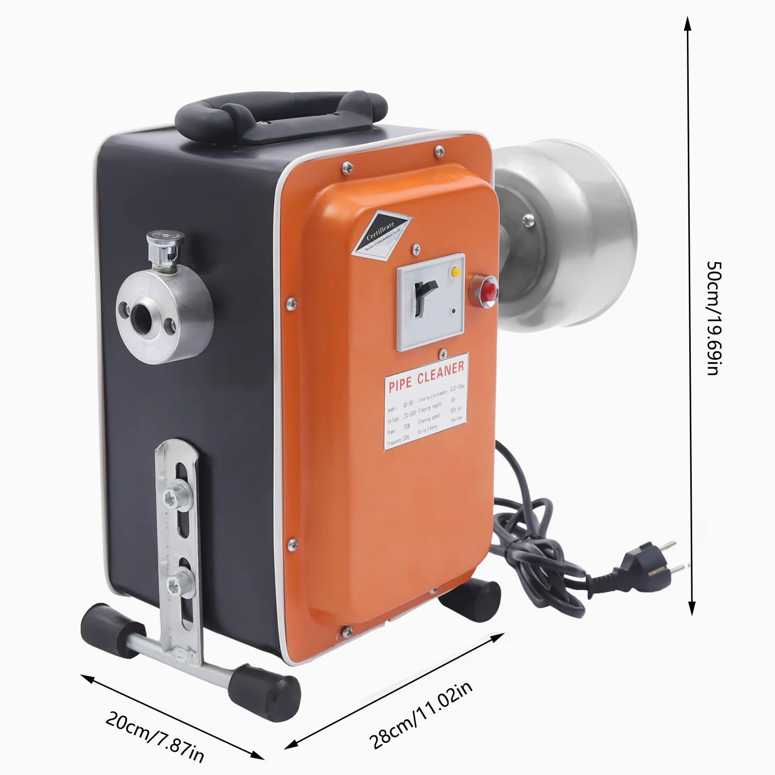750 W 400 rpm máquina de limpieza eléctrica de tuberías longitud de limpieza 20 m máquina de limpieza de alta presión dispositivo limpiador de tuberías limpiador de desagües