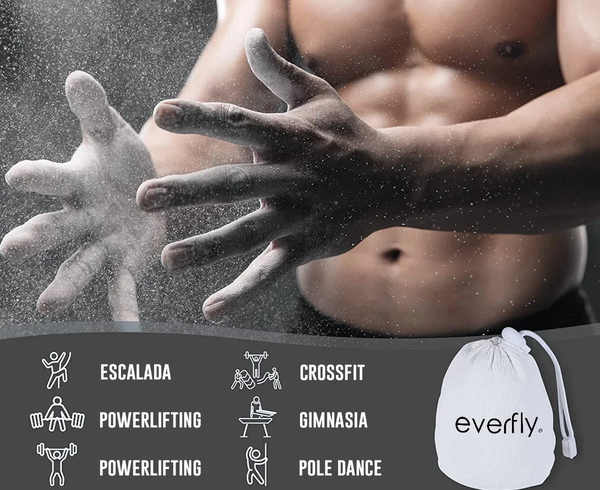 EVERFLY Magnesio en Bolas Polvo Crossfit 3x60gr Chalk Balls Escalada Halterofilia Gym Extra Agarre Grip Dry Hands