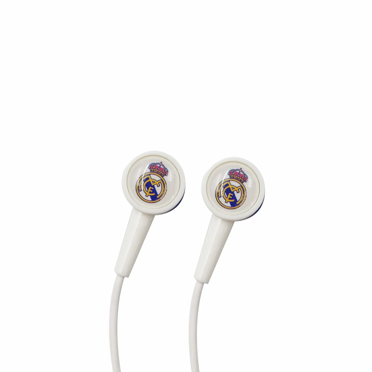 Real Madrid Auriculares Tipo Botón con Cable 120 cm Reducción de Ruido Clavija Mini Jack 3.5 mm Oficial