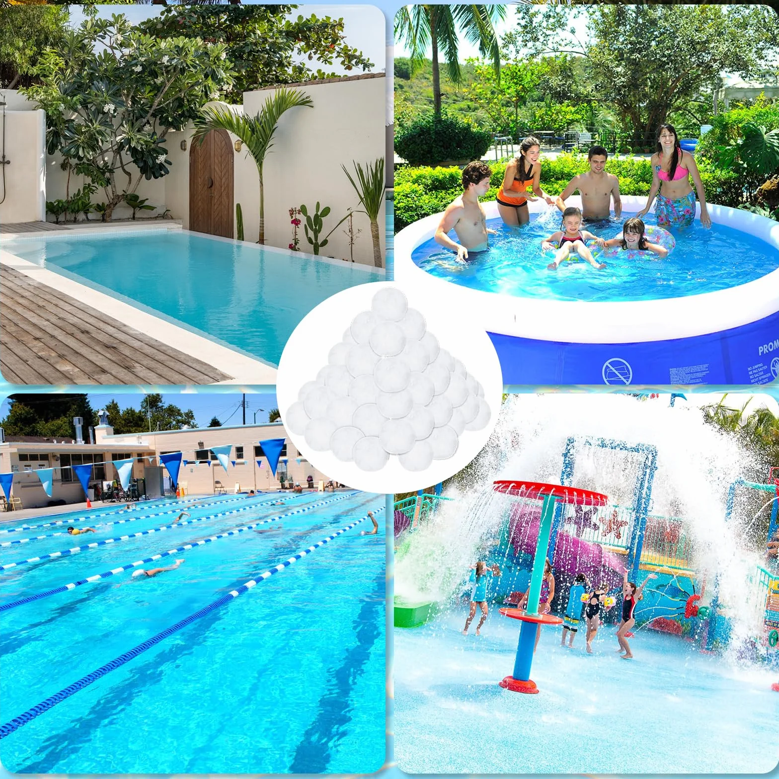 Zikenis 700g Bolas de Filtro de Piscina,Bolas de Filtro de Piscina,para filtros de Arena de Piscina, Sistemas de filtrado de Arena, Accesorios de Limpieza de Piscinas, Filtro de Arena para acuarios