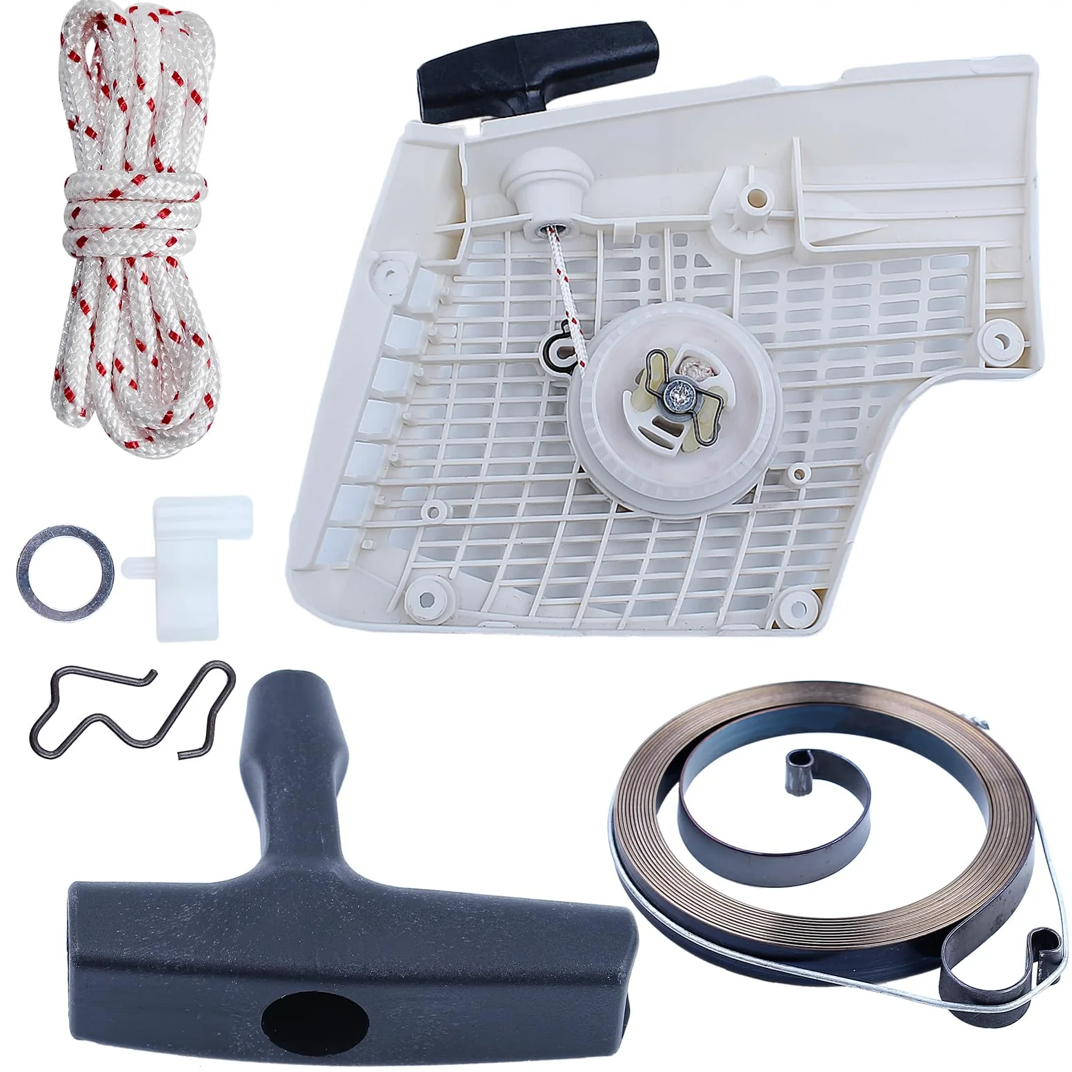 Kit de Agarre de Cuerda con trinquete de Resorte Adecuado para Arranque de Retroceso, Compatible con Motosierra MS270, MS280, MS270C, MS280C, MS 270 y 280. Pieza de Repuesto.