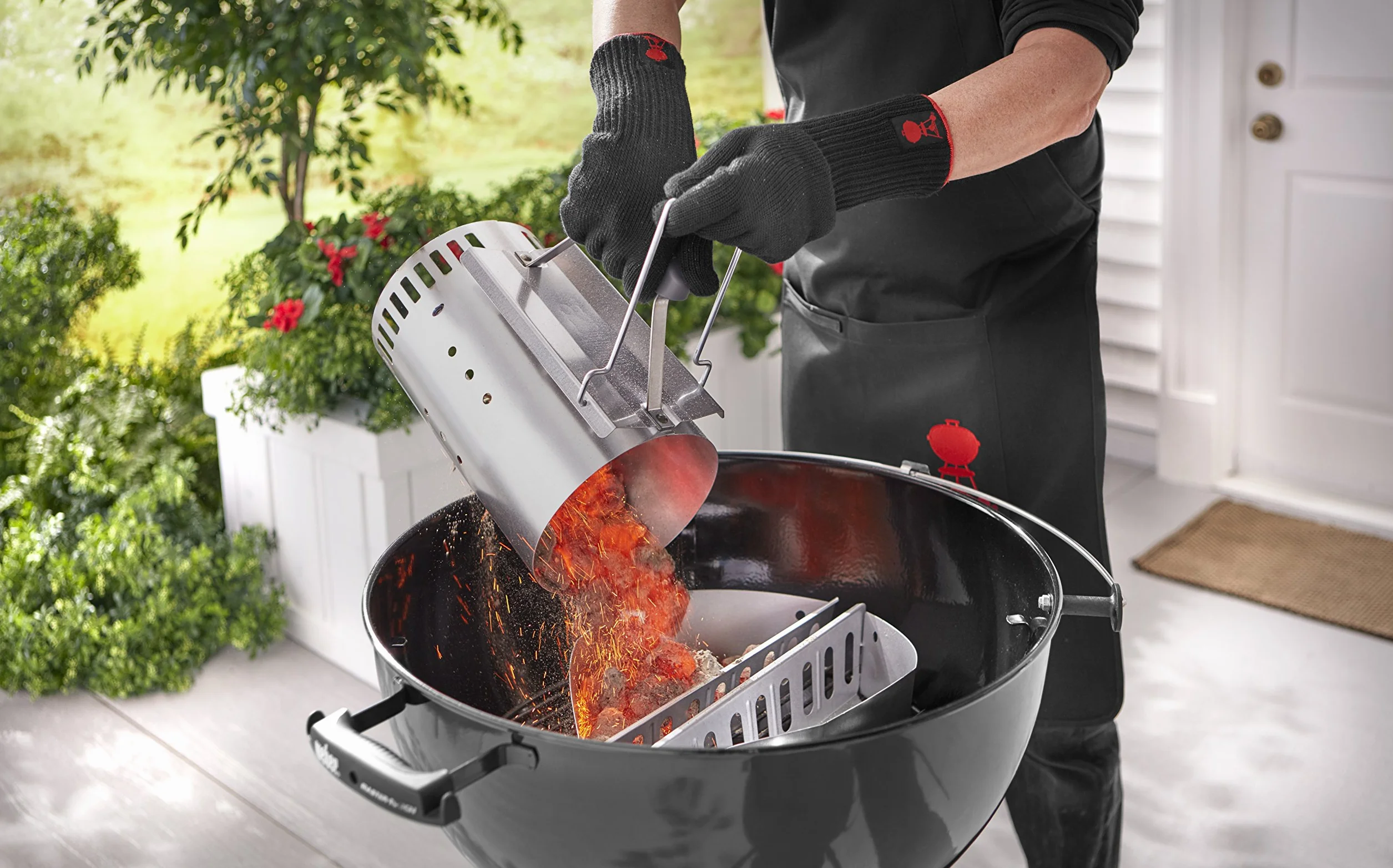 Weber 17631 - Set Chimenea 2 kg de Briquetas + 6 Pastillas de Encendido Blancas, Acero Inoxidable