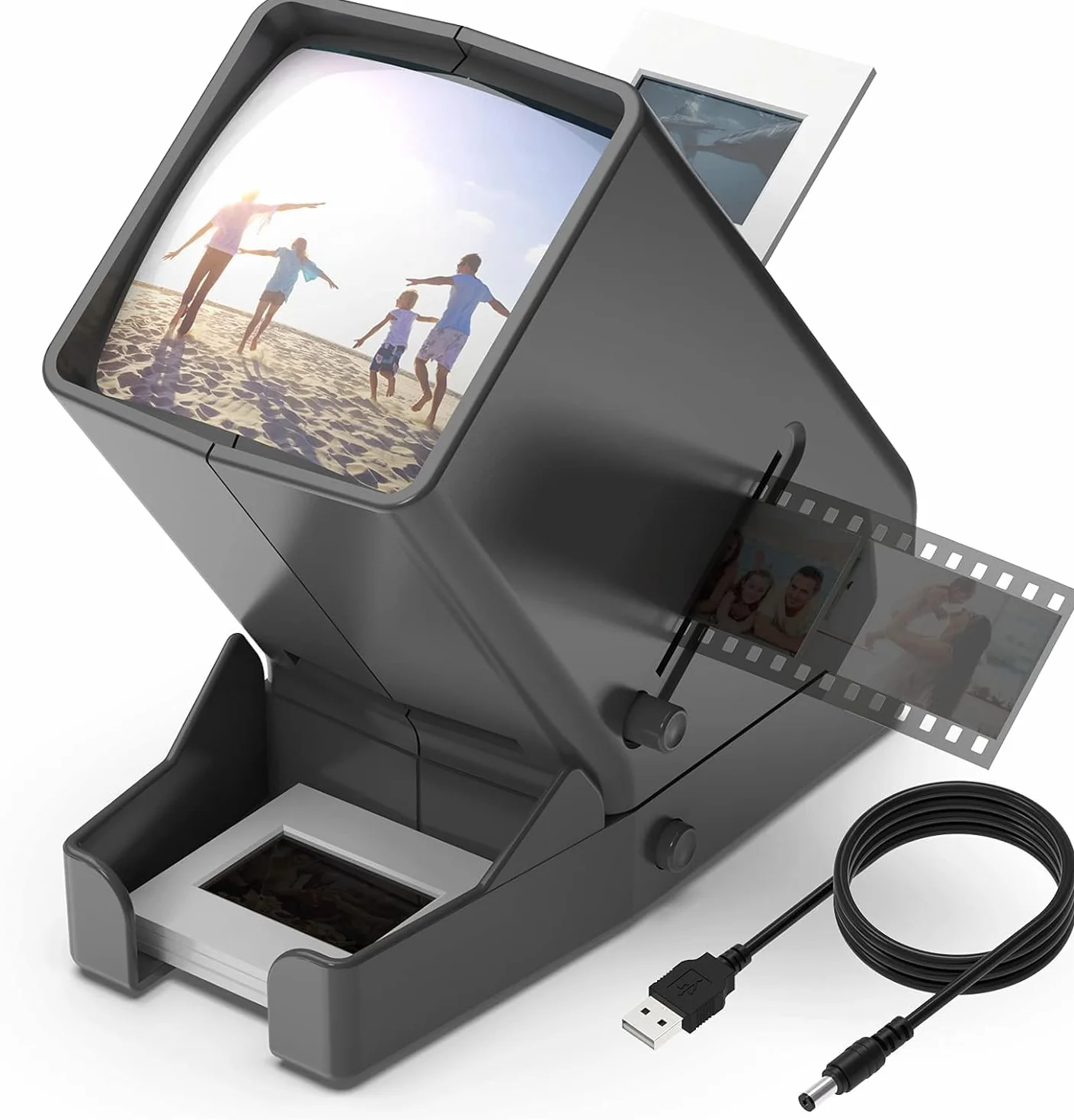 DIGITNOW! Visor de Diapositivas 35 mm, Aumento 3X LED Iluminado, USB/Batería