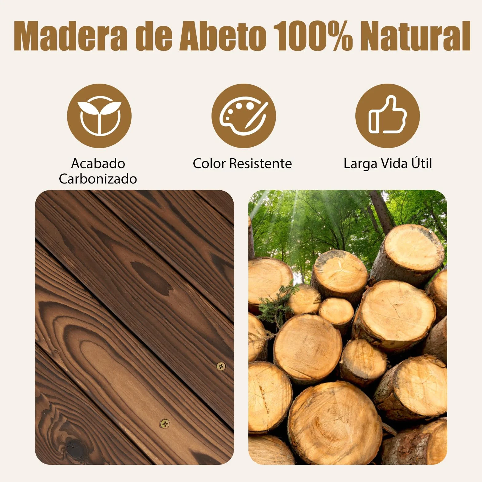 COSTWAY Puente de Jardín Madera, 171 x 76,5 x 58cm, Puente de Pie Decorativo Carbonizado con Barandillas de Seguridad, Carga 180 kg, Madera de Abeto, Jardín, Patio, Granja