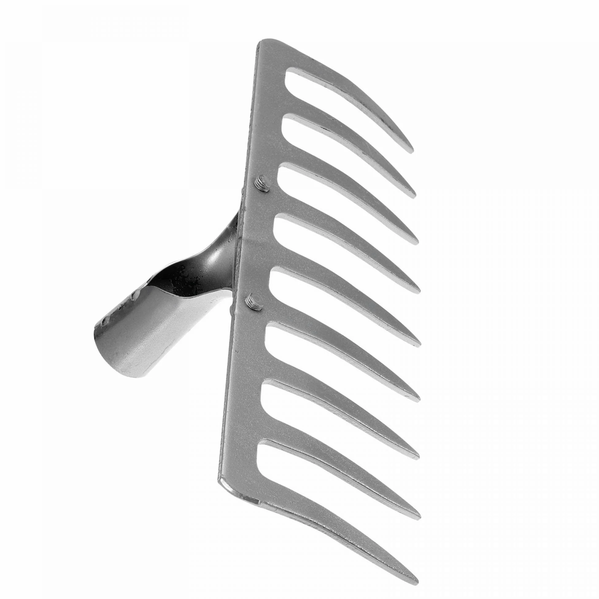 uxcell Cabezal de rastrillo de jardín de 9 dientes, acero galvanizado al manganeso para jardín, granja, patio, sin manga, cabeza de rastrillo dura, tono plateado