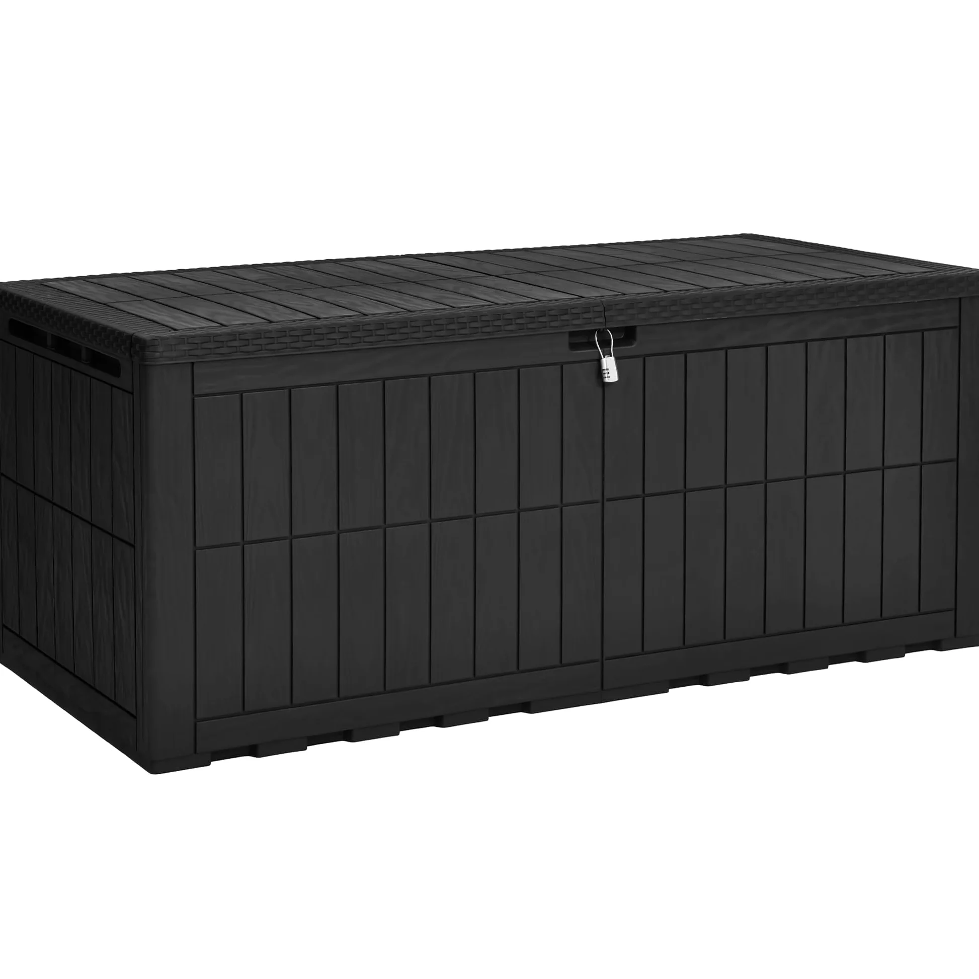 YITAHOME Caja de almacenamiento para exteriores, caja impermeable de 230 galones para herramientas de jardín, cojines de patio y accesorios de piscina, con cerradura, fácil montaje, banco o mesa