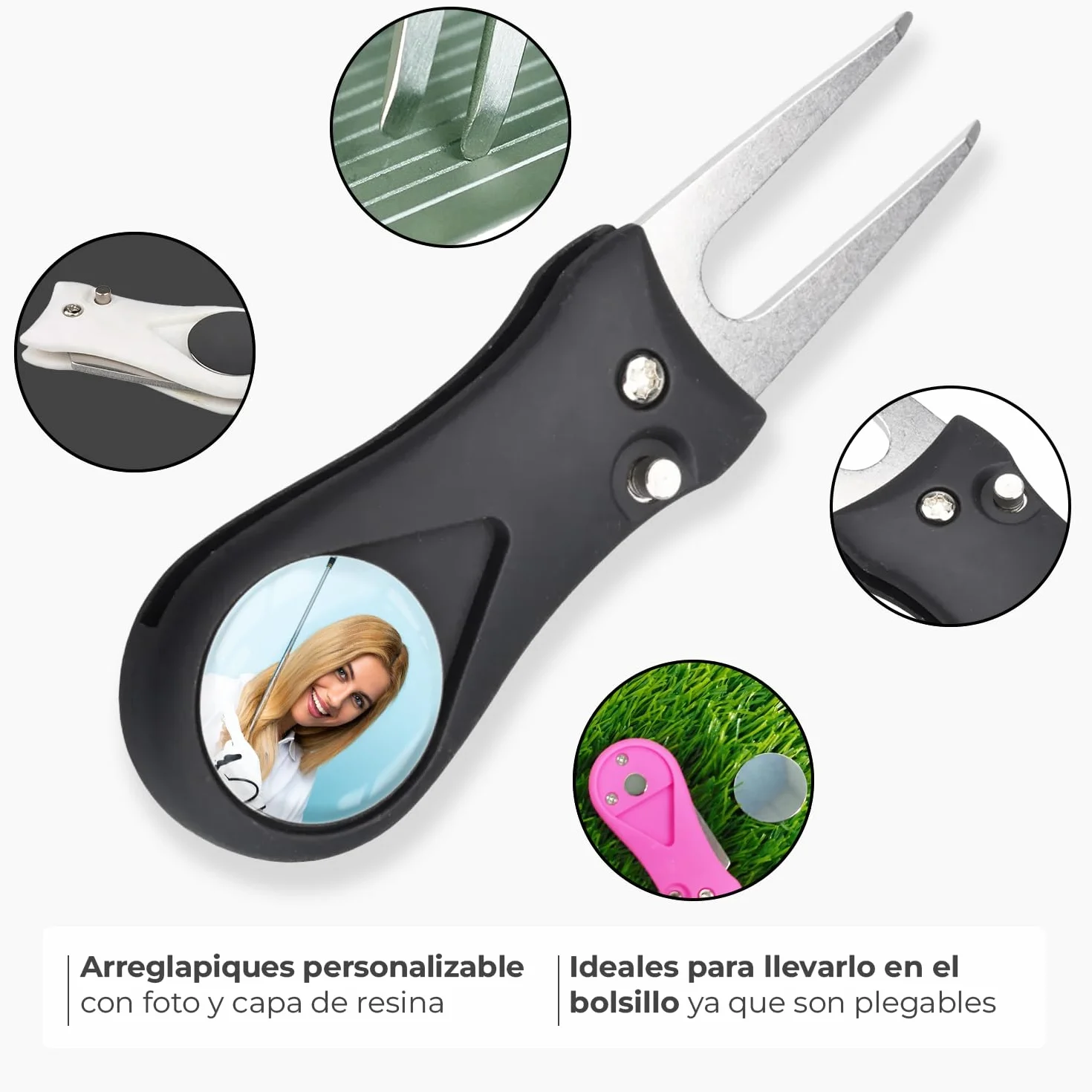 Arreglapiques de Golf con Marcador Magnético Bolas Personalizado Regalos para Golfistas Divot Tool Pitch Fork Accesorios
