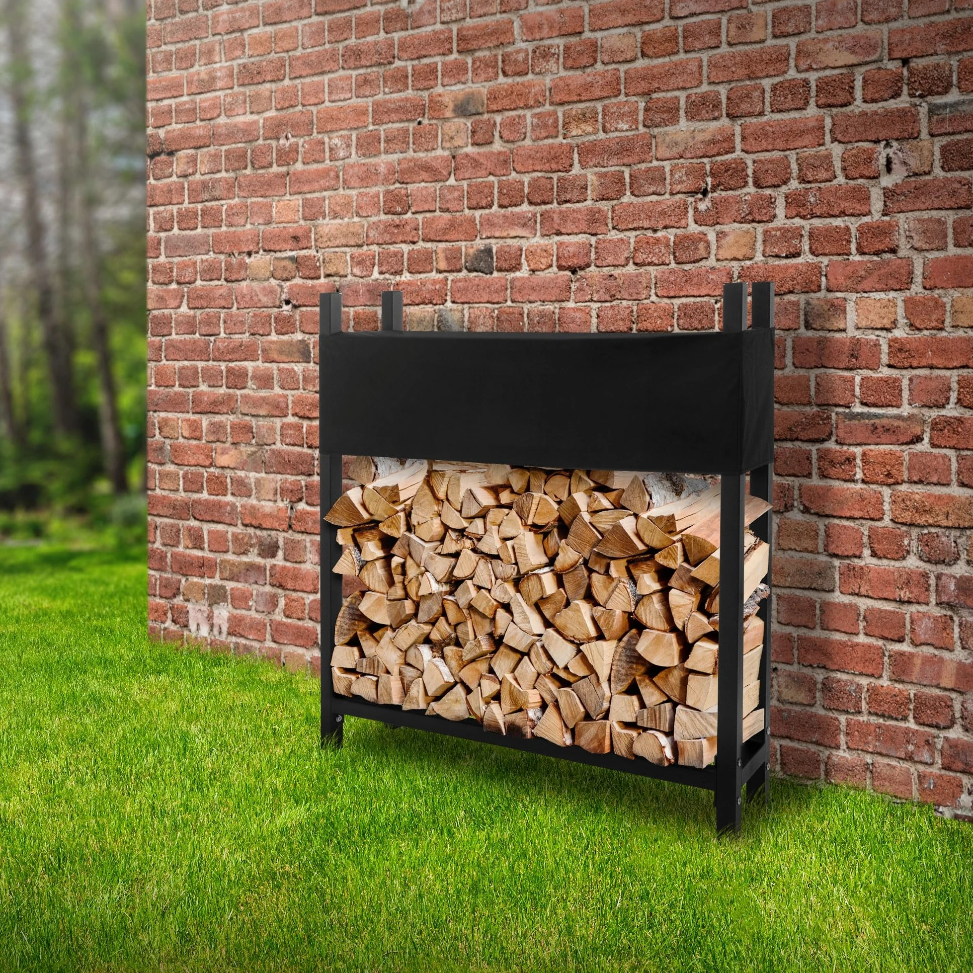 ML-Design Estantería Metalica para Leña 113x25x115 cm Antracita Leñera con Tapa Protectora Portaleña 0,5 m³ / 1 SRM Soporte Exterior/Interior de Almacenamiento Refugio para Apilamiento de Troncos