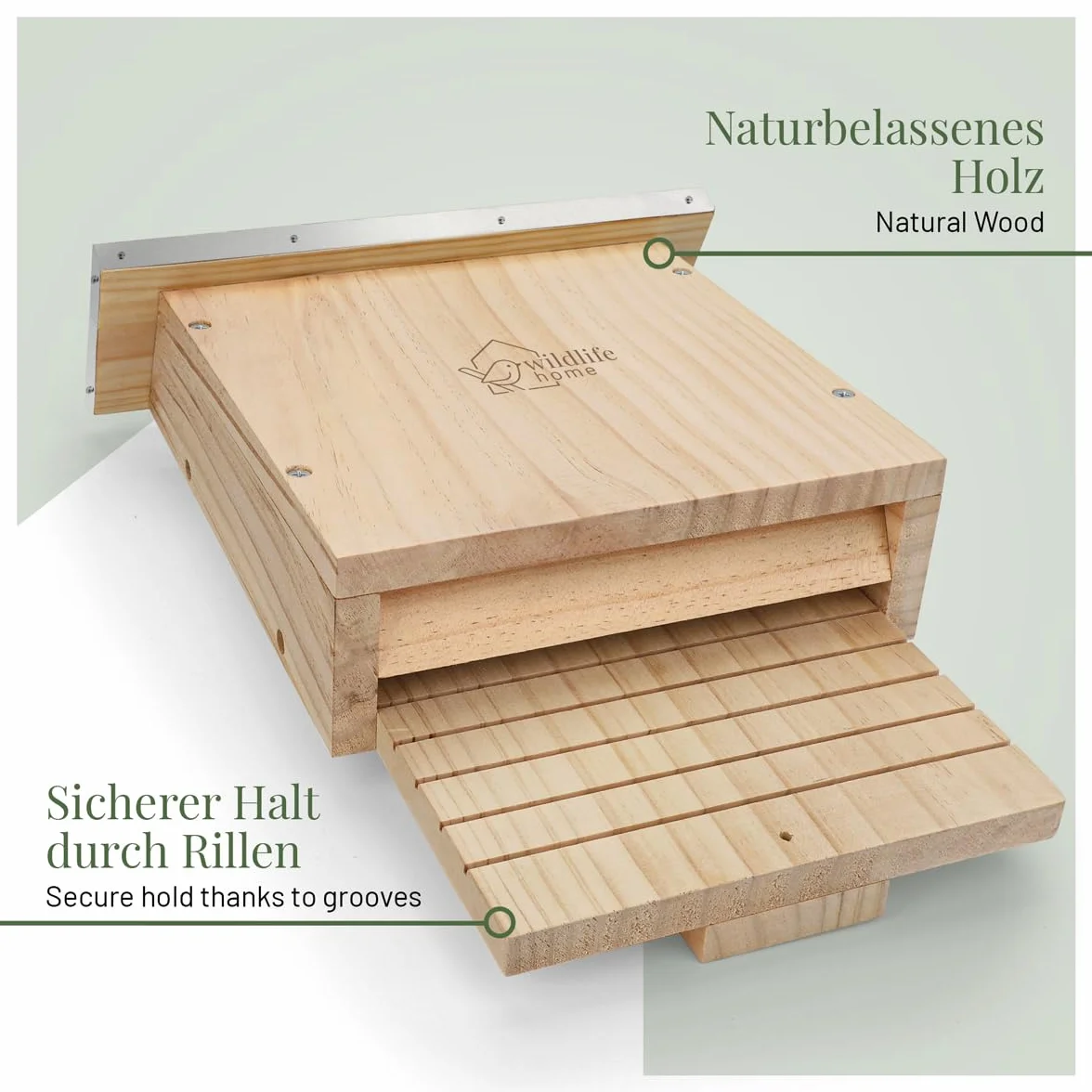 WILDLIFE HOME I Gran caja pesada para murciélagos según NABU – atornillada de madera maciza y 100% resistente a la intemperie, sin tratar, casa de murciélagos y nido, para verano e invierno