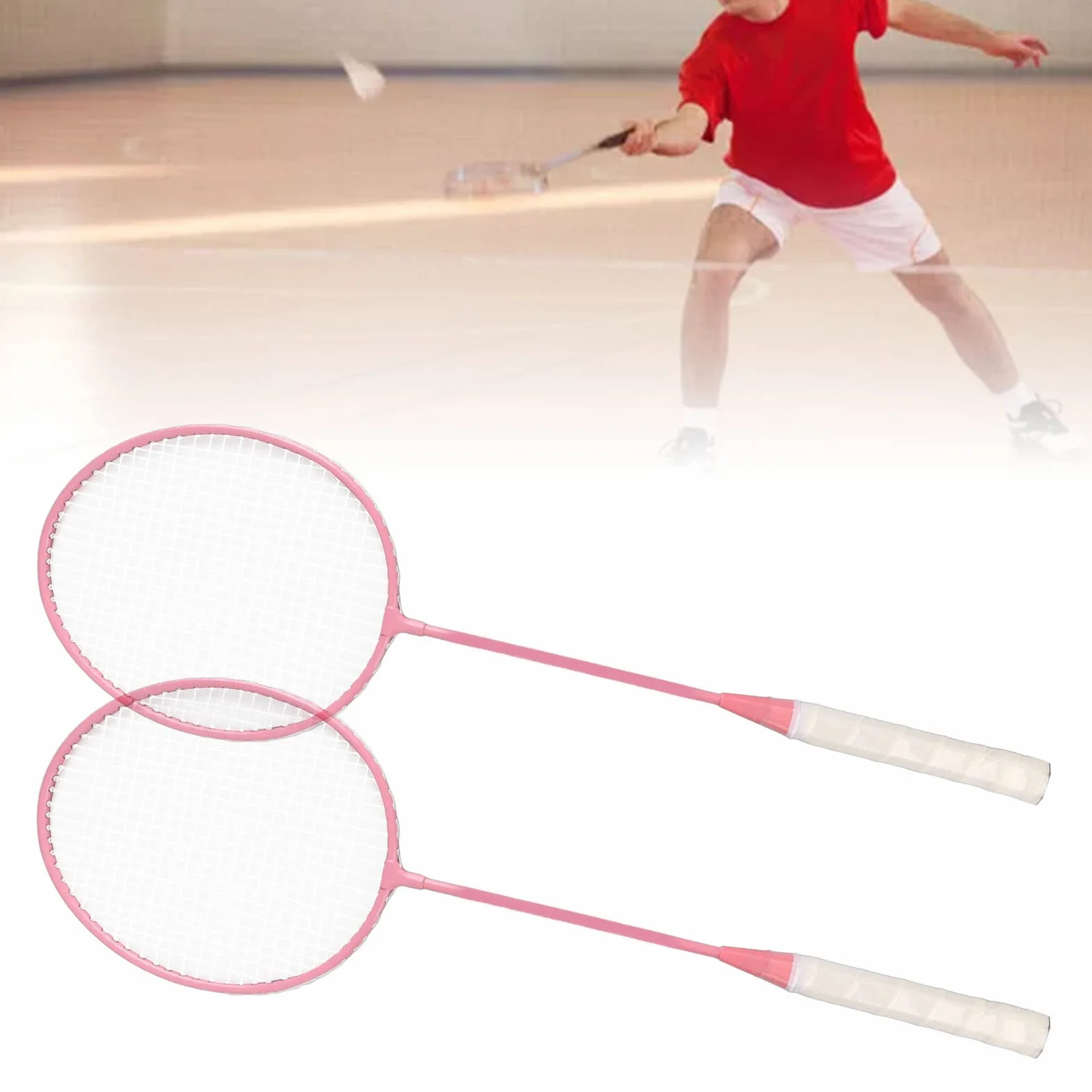 Keenso Juego de Raquetas de Bádminton K1134 Aleación de Hierro con Bolsa de Almacenamiento Rosa